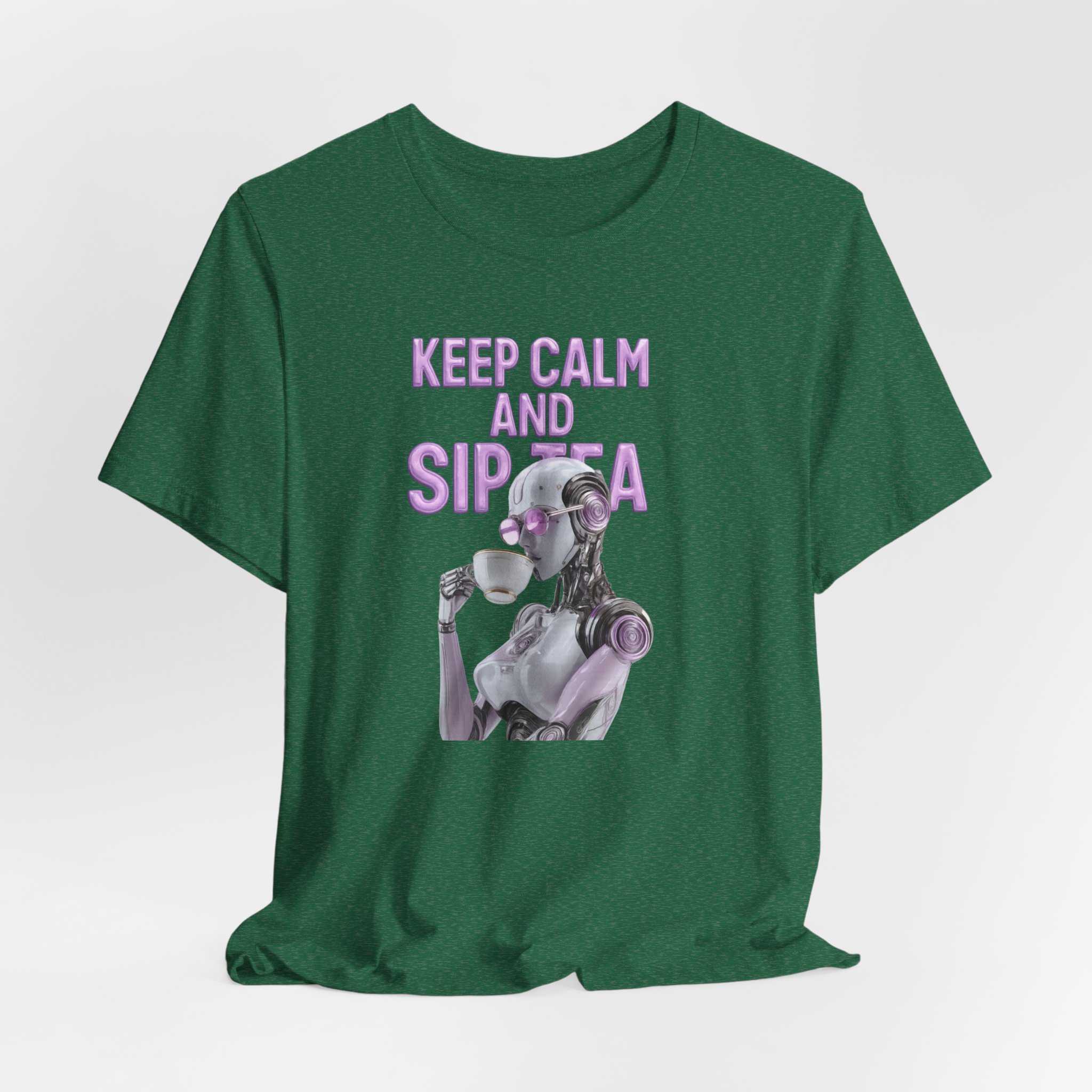T-Shirt Feminine Artificial Intelligence Sipping Tea Keep Calm and Sip Tea - Image 3
