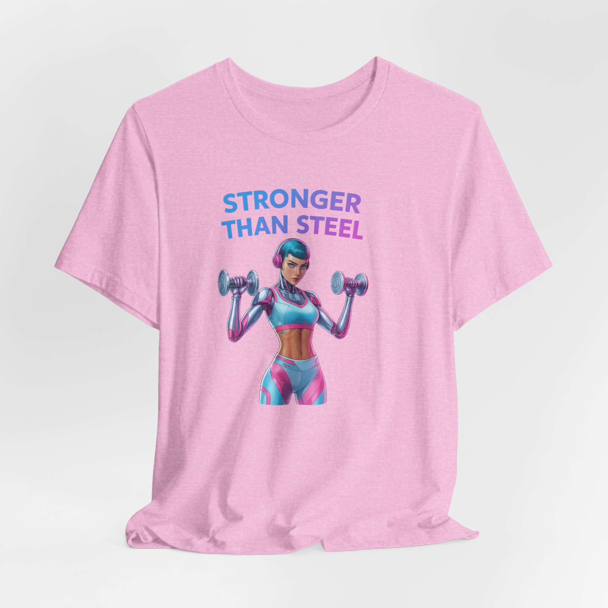 Fitness T-Shirt - Stronger than Steel - Female Android Design - Image 5