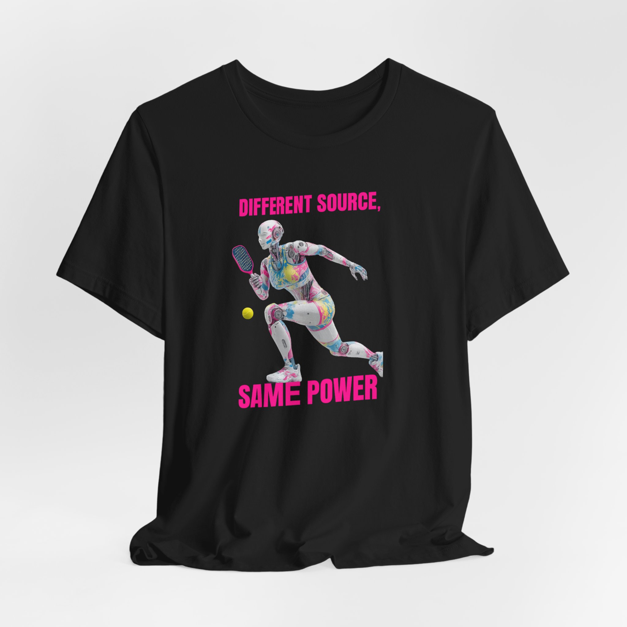 T-Shirt - Futuristic Female Humanoid AI Robot Pickleball Player Tee