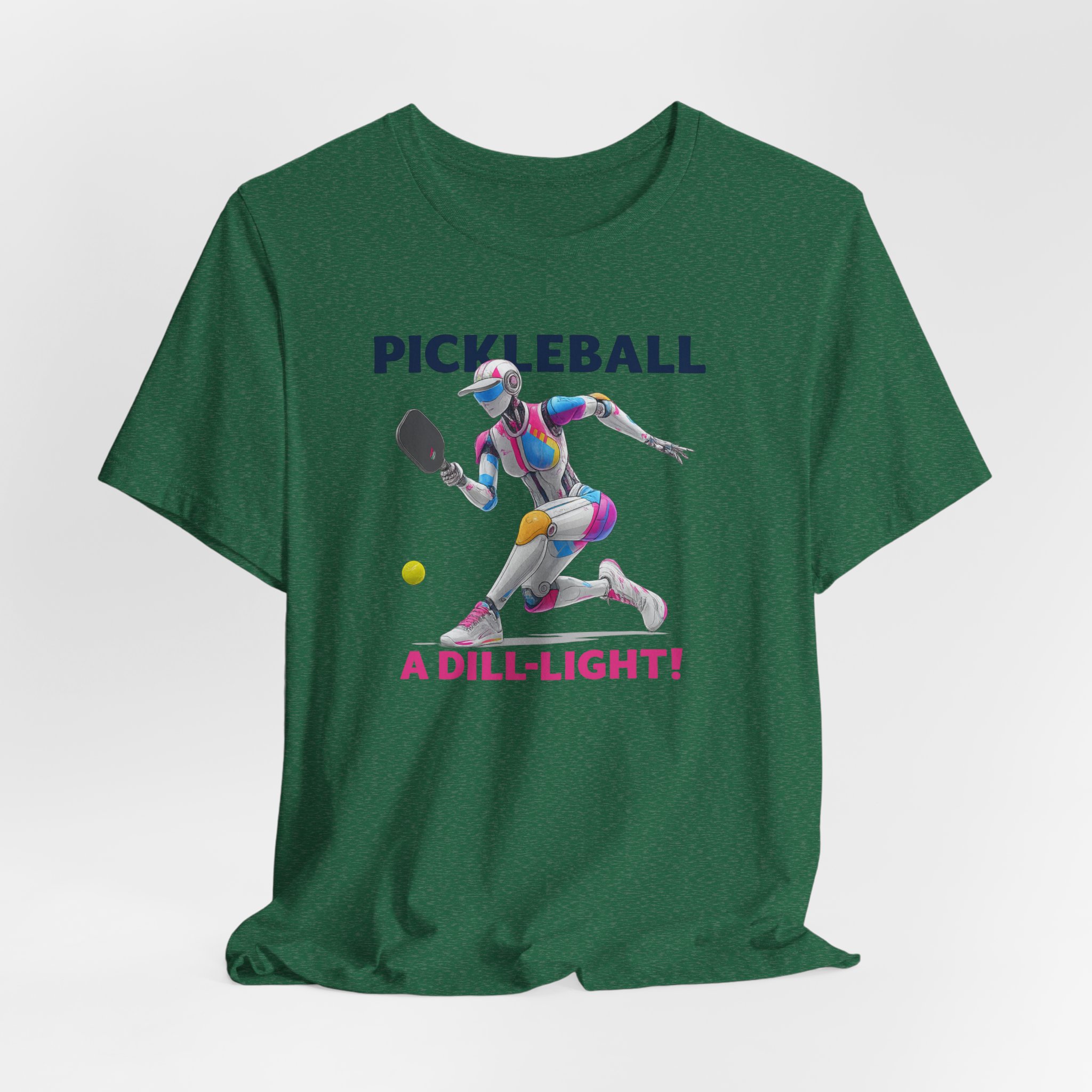 T-Shirt - Futuristic Female AI Robot Playing Pickleball - Pickleball A Dill-Light - Image 3