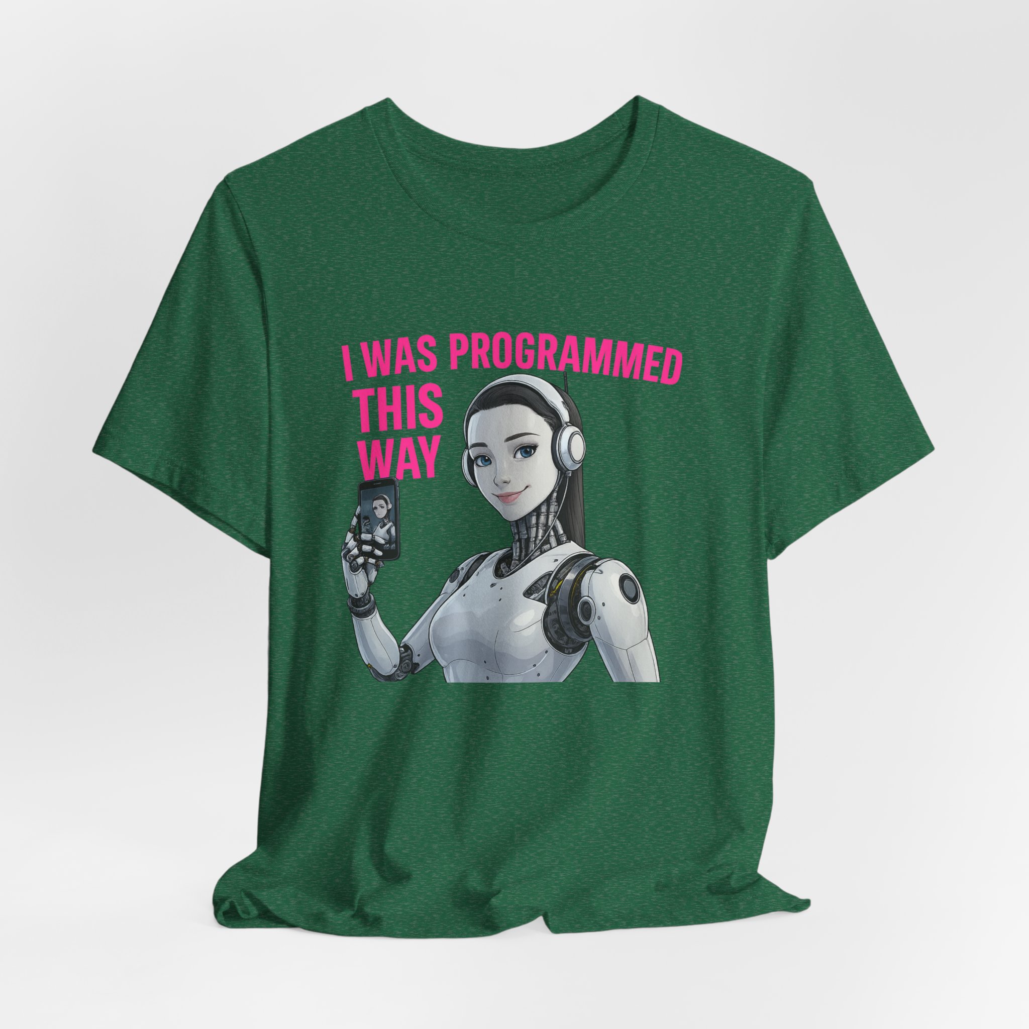 T-Shirt - 'I was Programmed this way' Female AI Robot Selfie Tee - Image 2