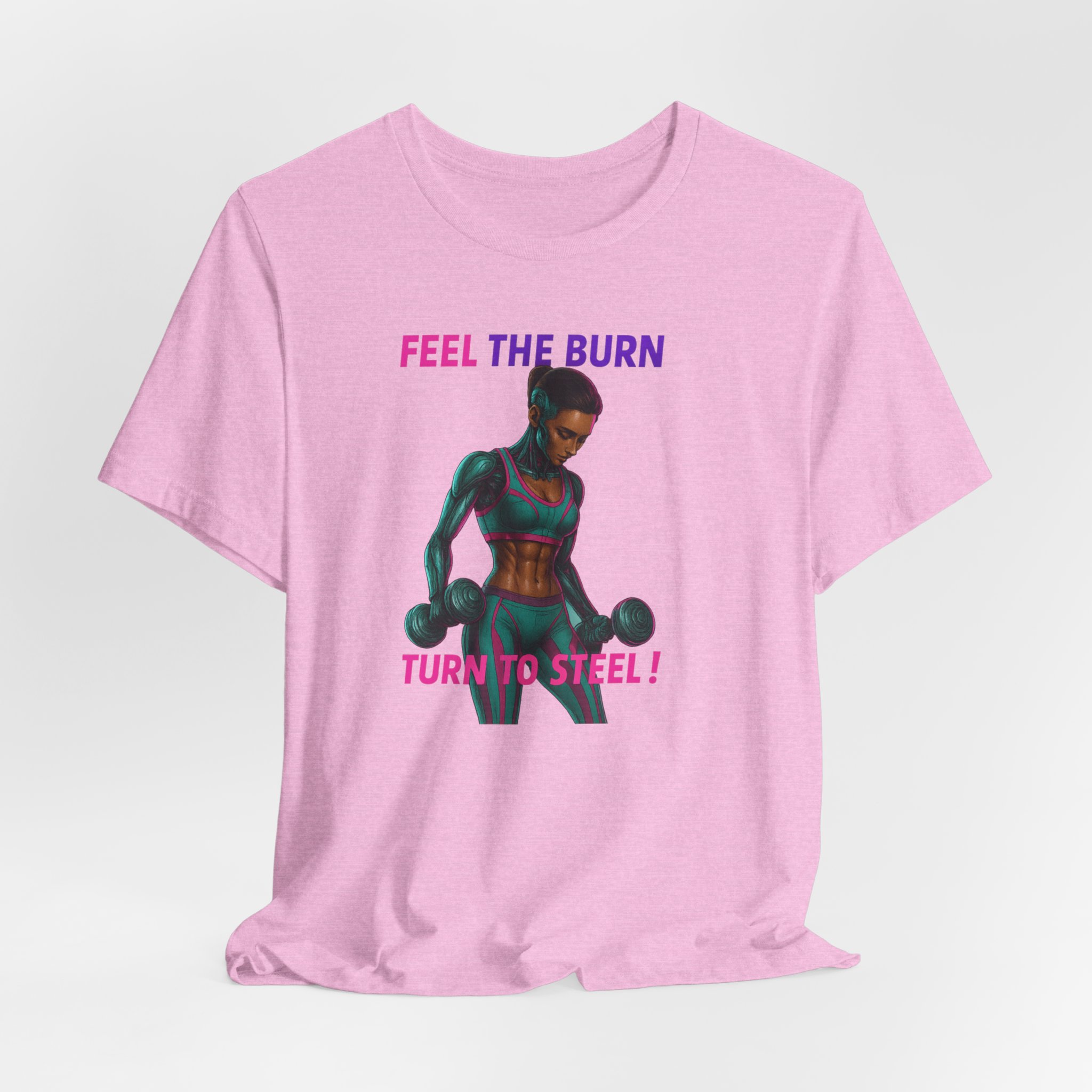 Fitness Android Unisex Tee - Feel the Burn, Turn to Steel Design - Image 5