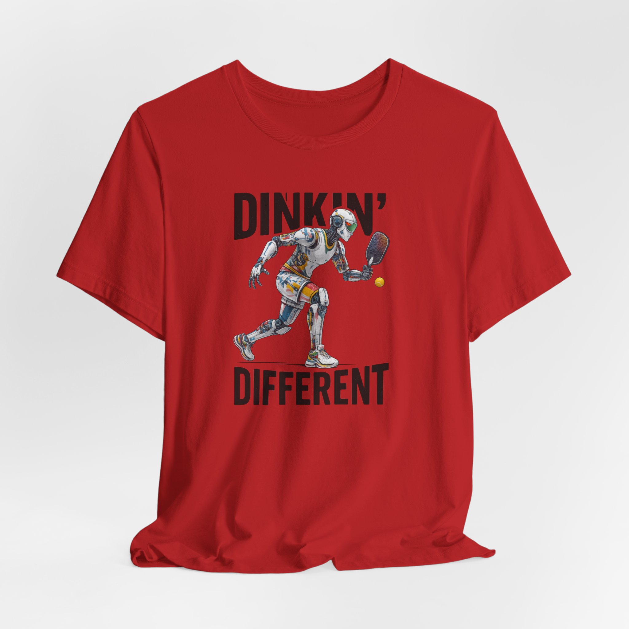 Tee - Futuristic AI Robot Pickleball Player T-Shirt 'Dinkin Different' - Image 5