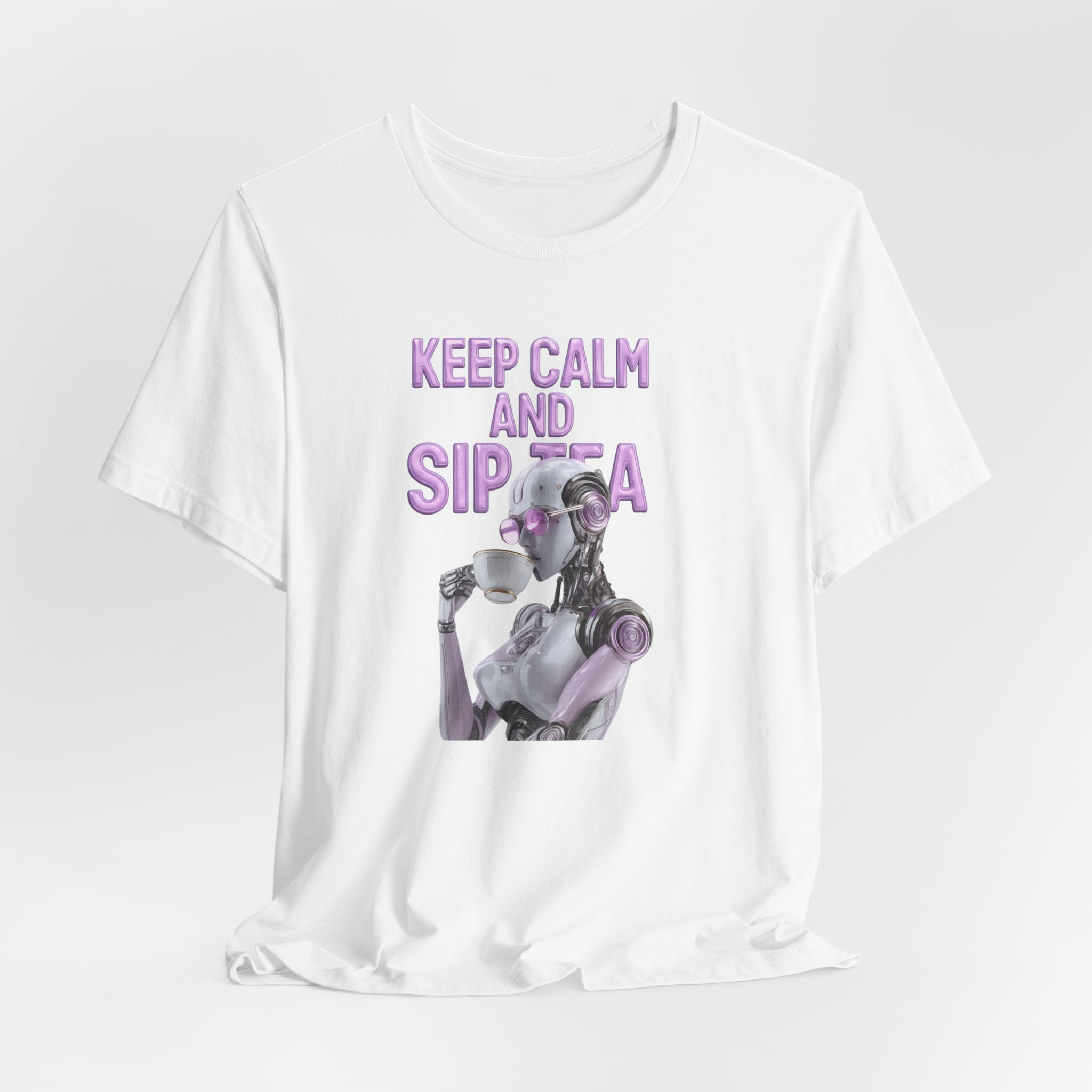 T-Shirt Feminine Artificial Intelligence Sipping Tea Keep Calm and Sip Tea - Image 2