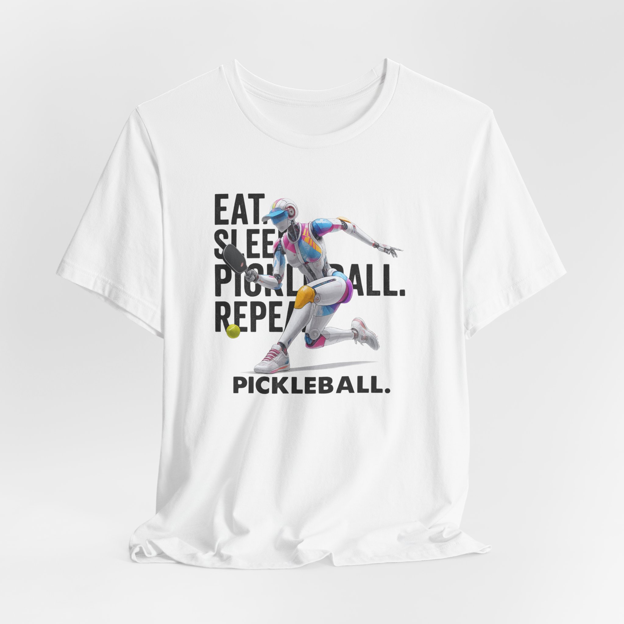 T-Shirt - Futuristic Female AI Robot Pickleball Player Tee - Image 2