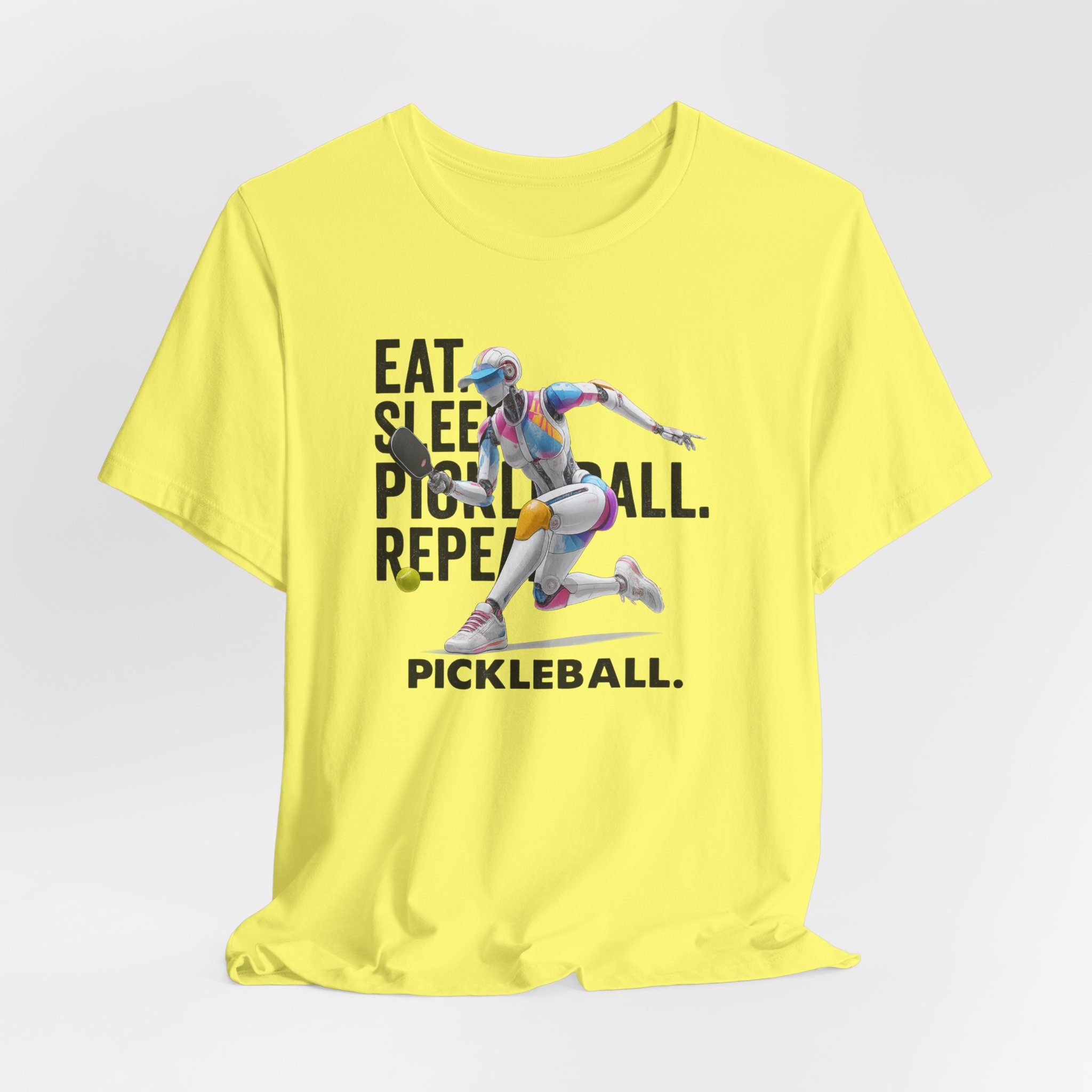 T-Shirt - Futuristic Female AI Robot Pickleball Player Tee - Image 3