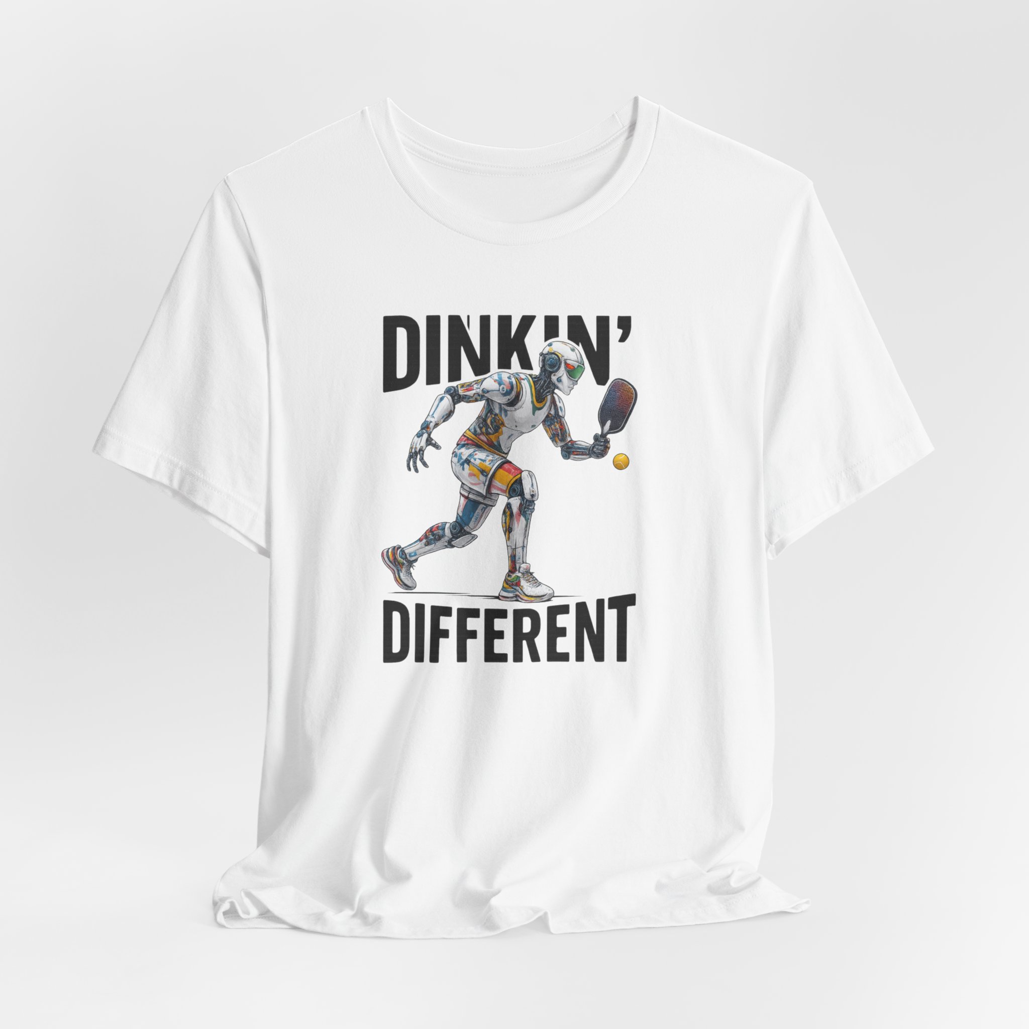 Tee - Futuristic AI Robot Pickleball Player T-Shirt 'Dinkin Different' - Image 2
