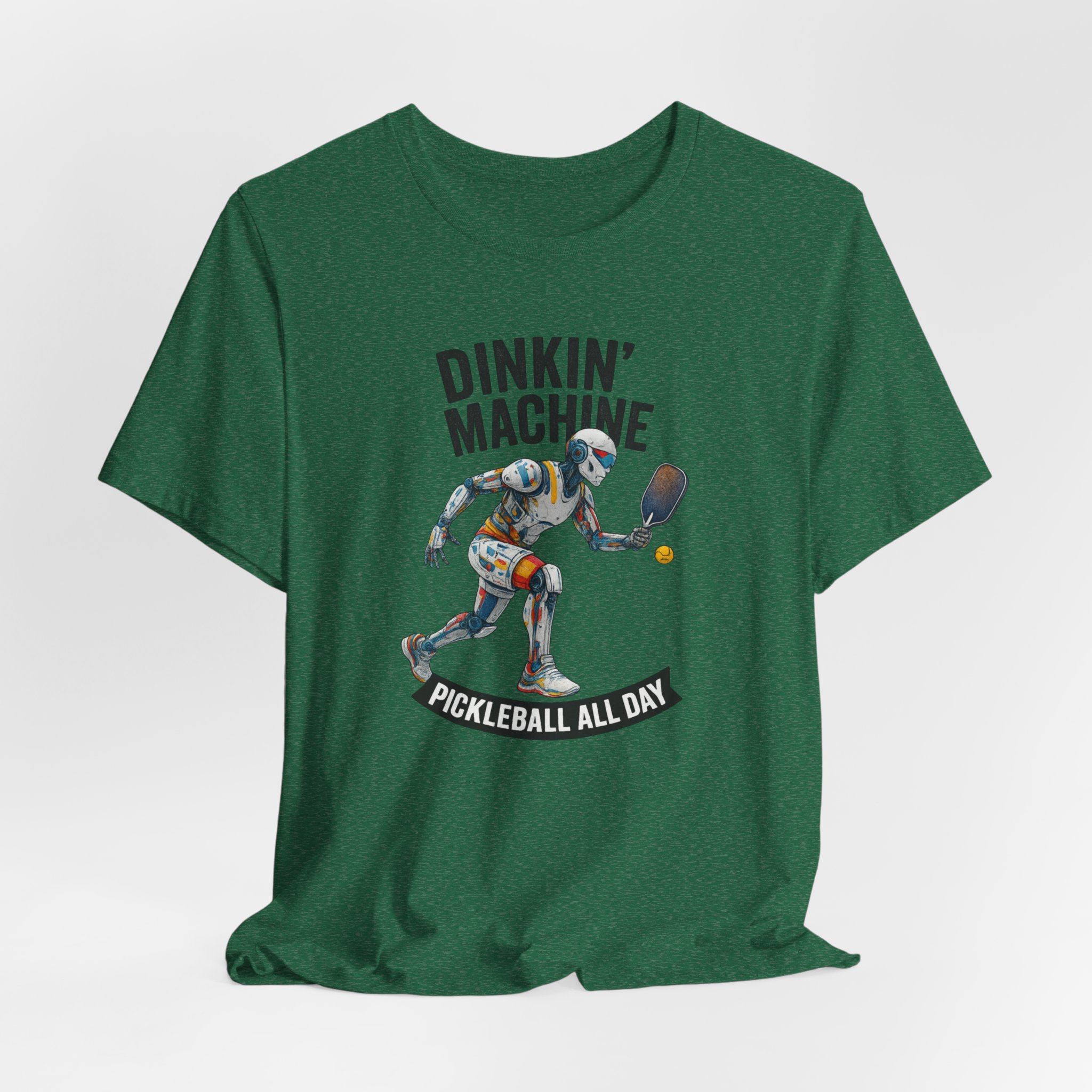 T-Shirt - Futuristic Humanoid AI Robot Playing Pickleball, 'Dinkin' Machine, Pickleball All Day' - Image 3