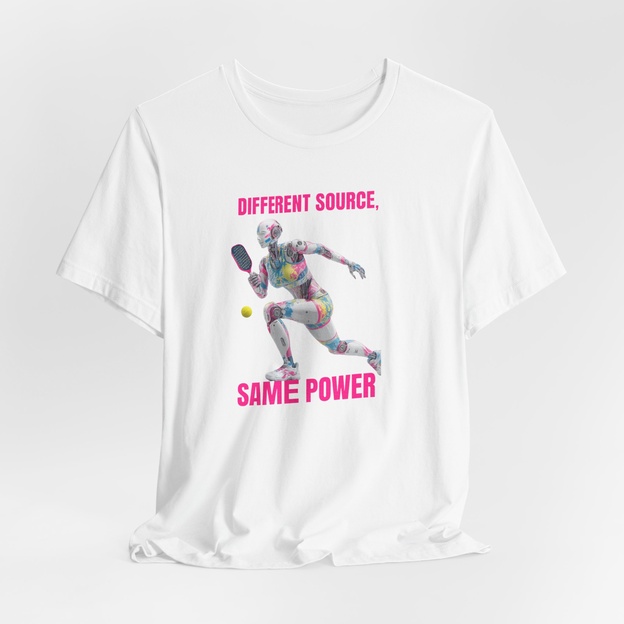 T-Shirt - Futuristic Female Humanoid AI Robot Pickleball Player Tee - Image 2