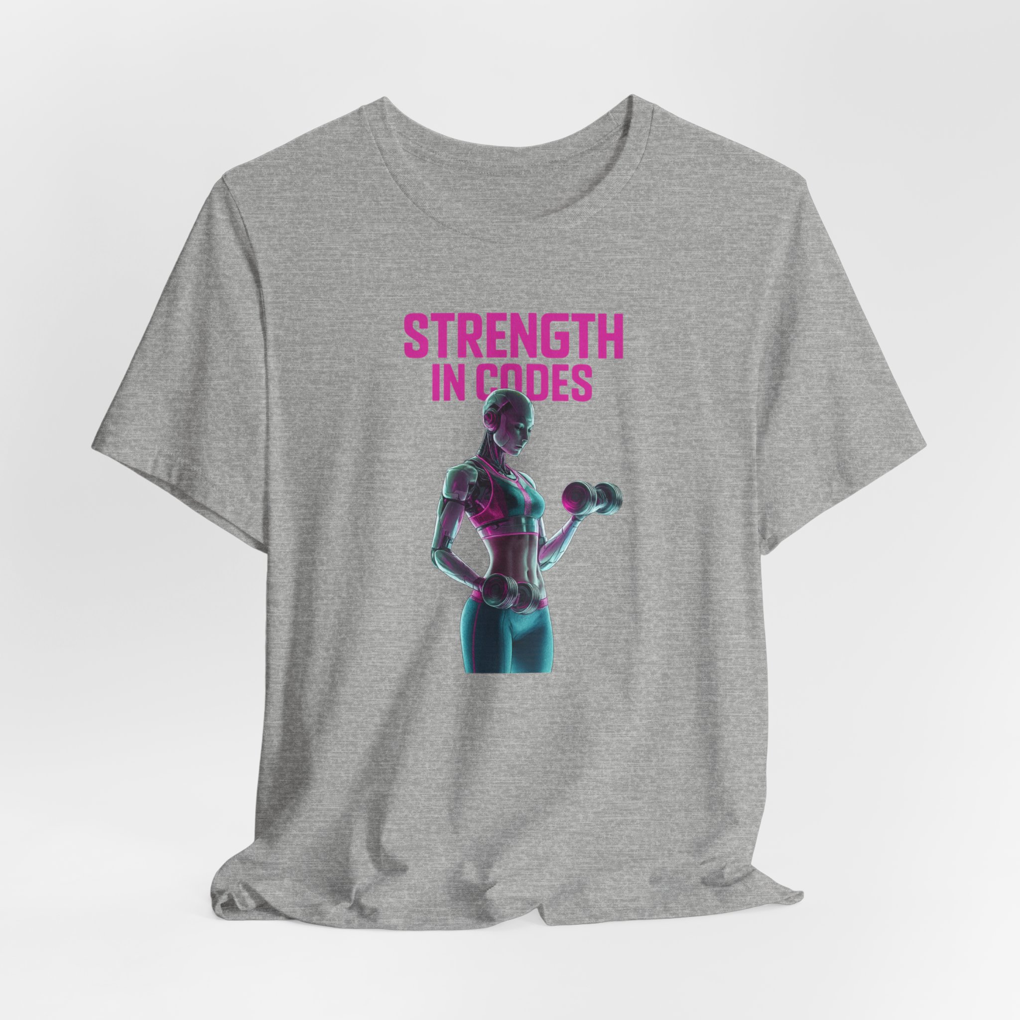 T-Shirt - Female Android Strength in Codes Workout Tee - Image 4
