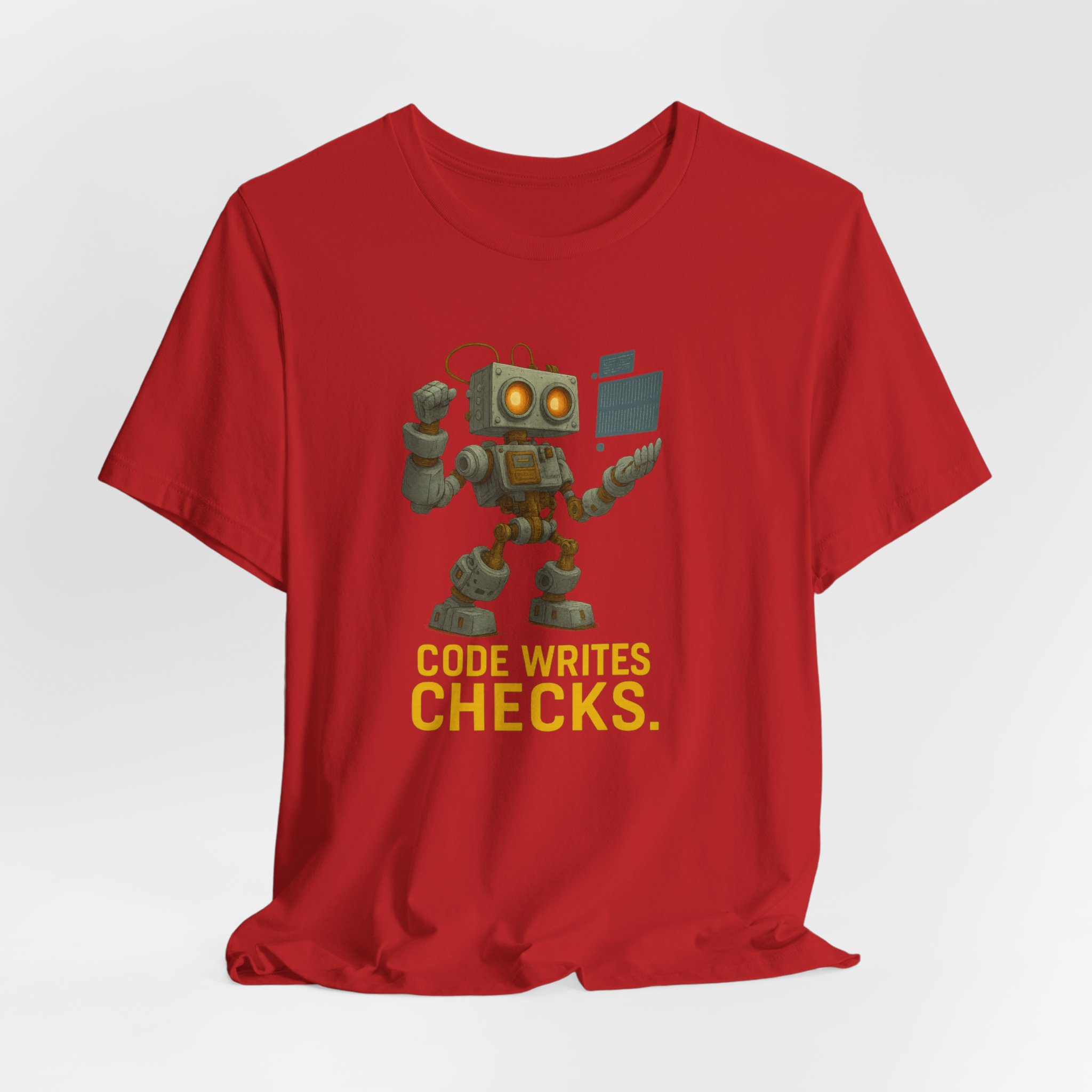 Graphic Tee - 'Code Writes Checks' Robot Design - Image 2