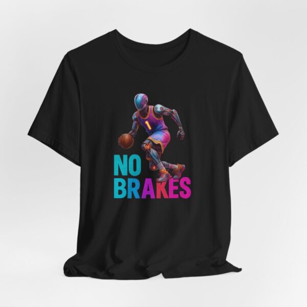 T-Shirt - Futuristic AI Robot Athlete Dribbling Basketball 'No Brakes'