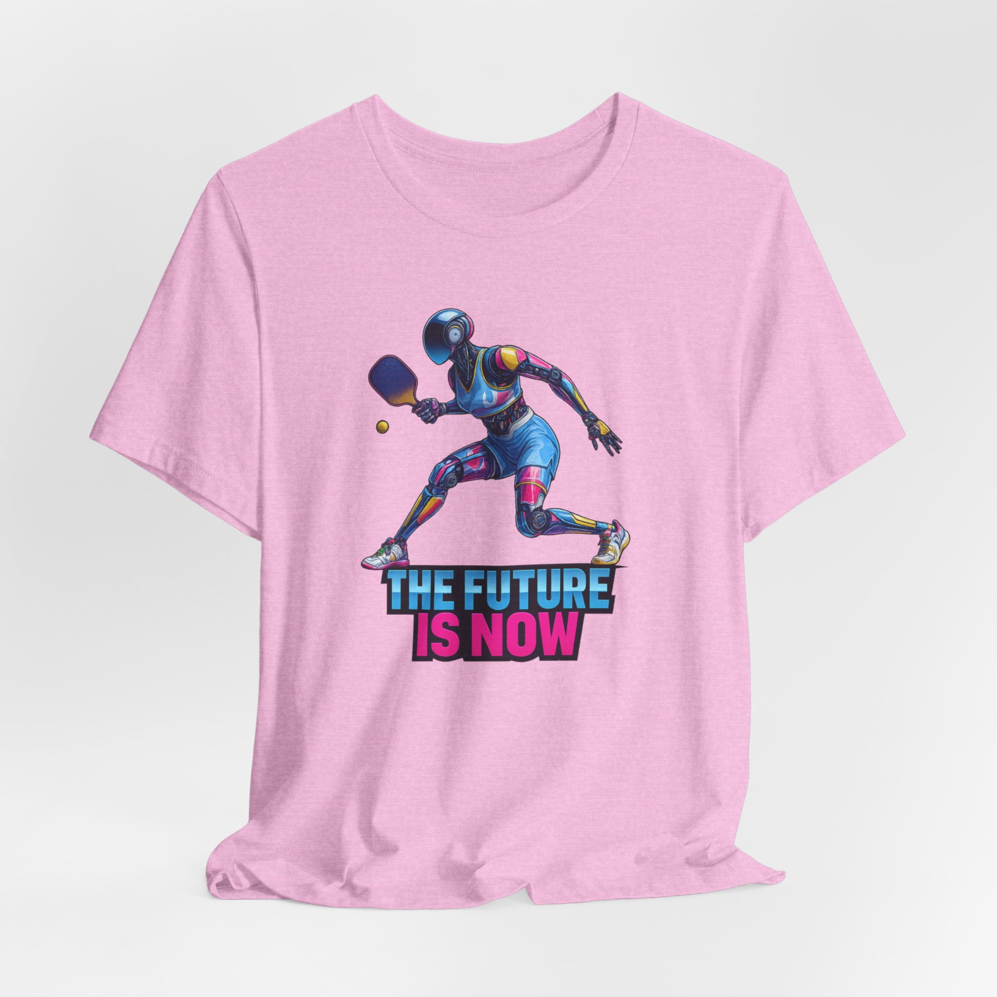 T-Shirt - Futuristic Female Humanoid AI Robot Playing Pickleball - The Future Is Now