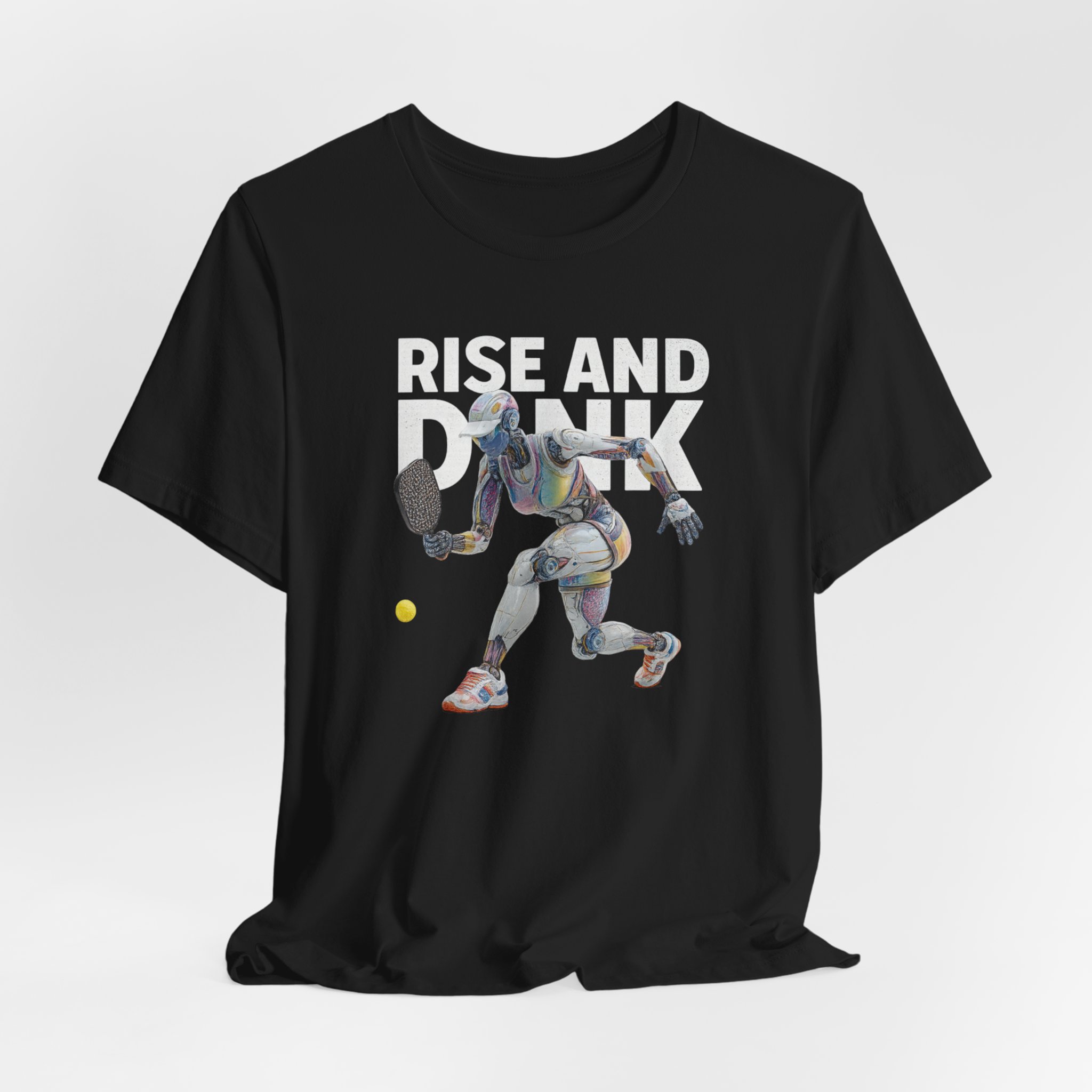 T-Shirt Futuristic Female Humanoid AI Robot Pickleball Rise and Dink Tee