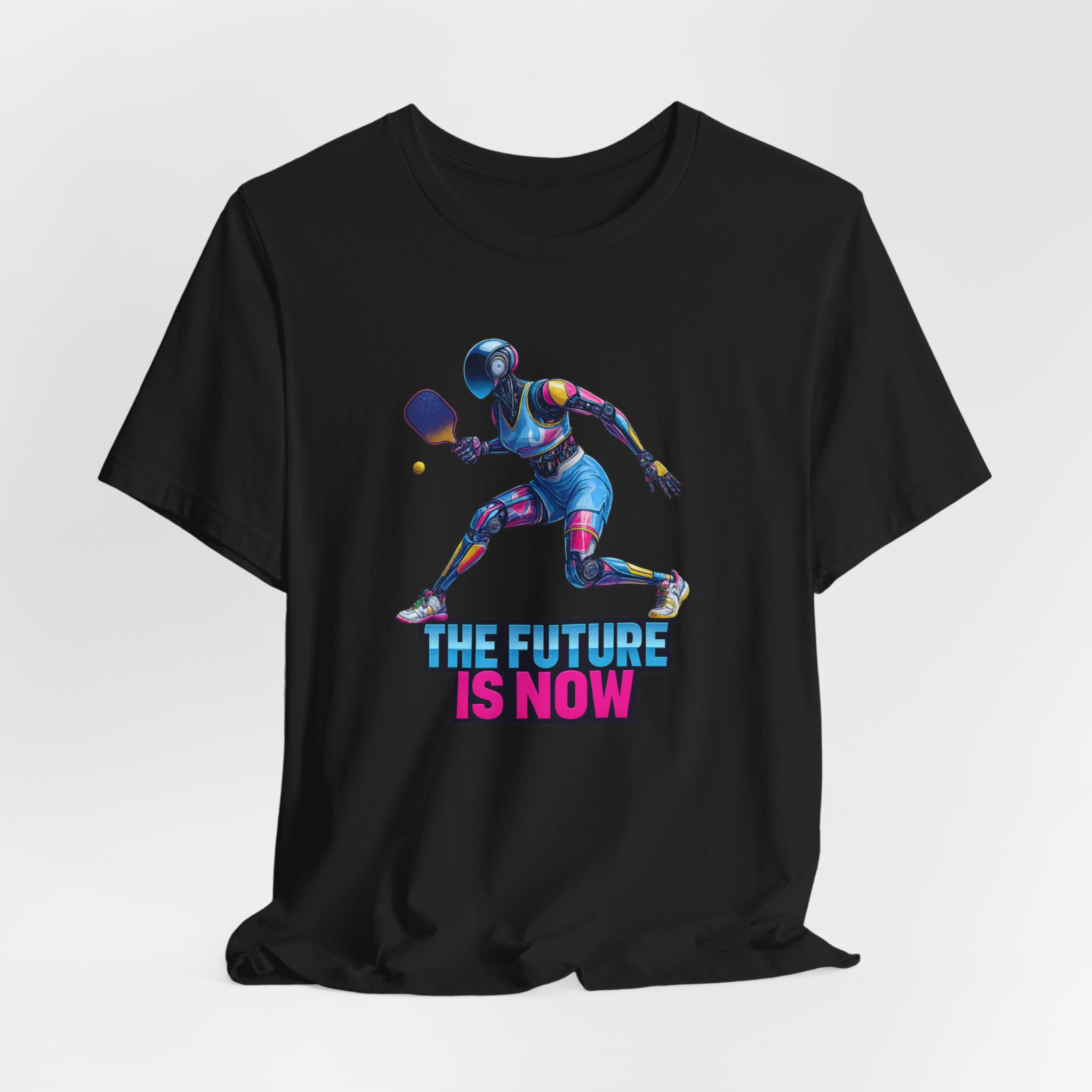 T-Shirt - Futuristic Female Humanoid AI Robot Playing Pickleball - The Future Is Now - Image 3