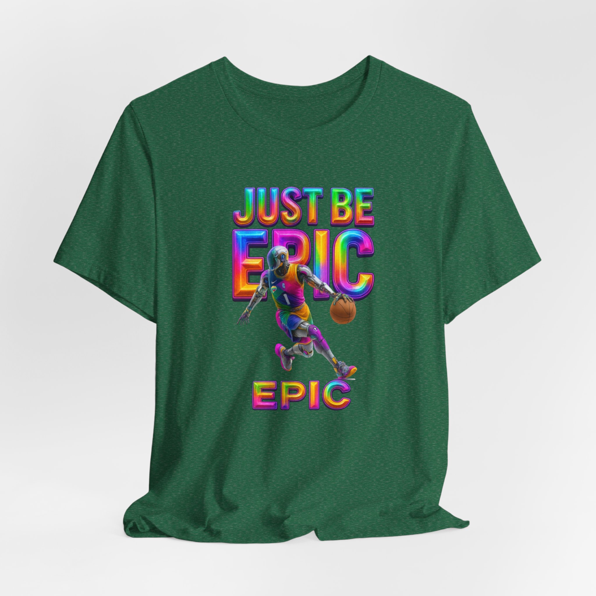 Short Sleeve Tee - Futuristic AI Robot Basketball Athlete - Just Be Epic - Image 2