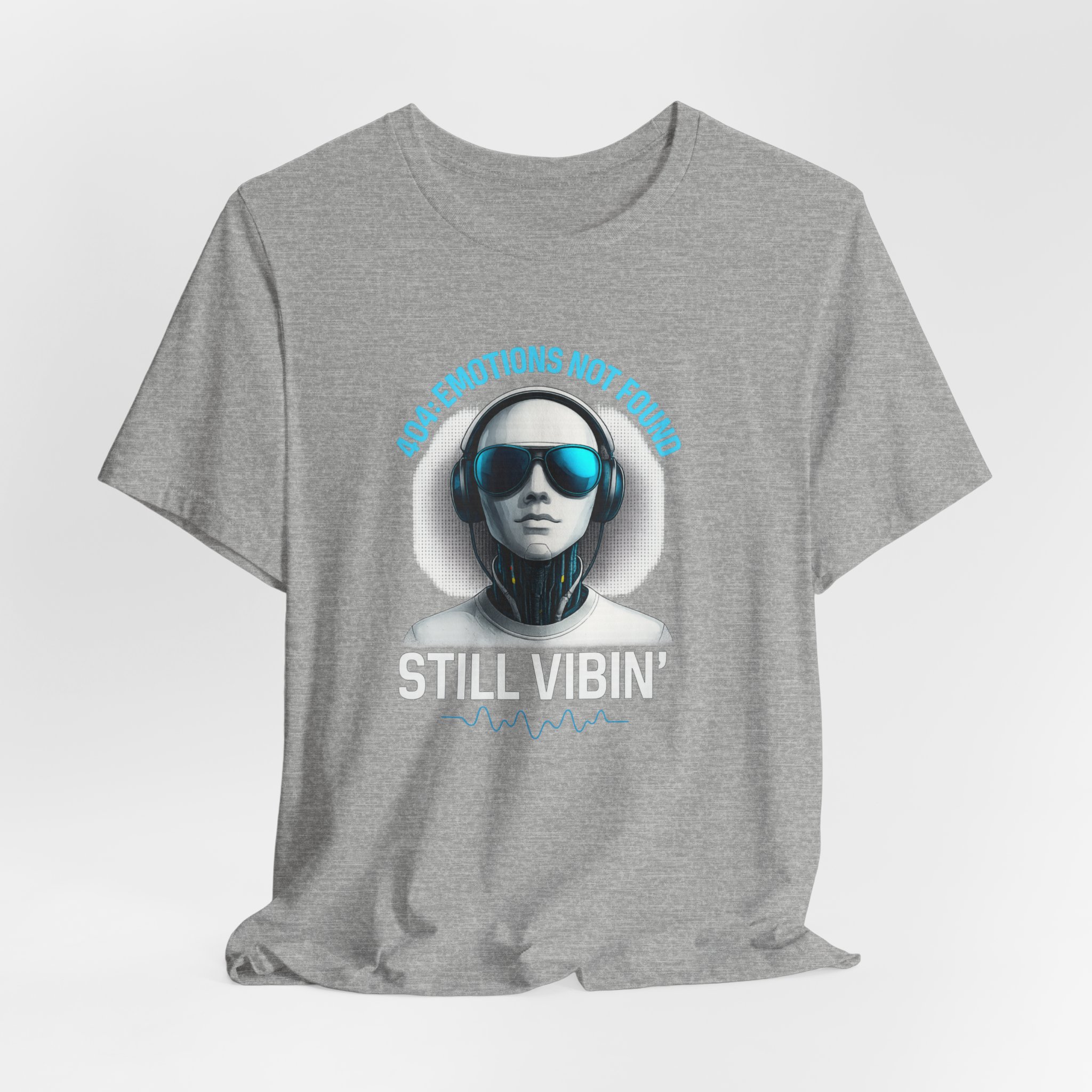 Short Sleeve Tee - 404: Emotions not Found, Still Vibin Futuristic AI Robot Design - Image 4
