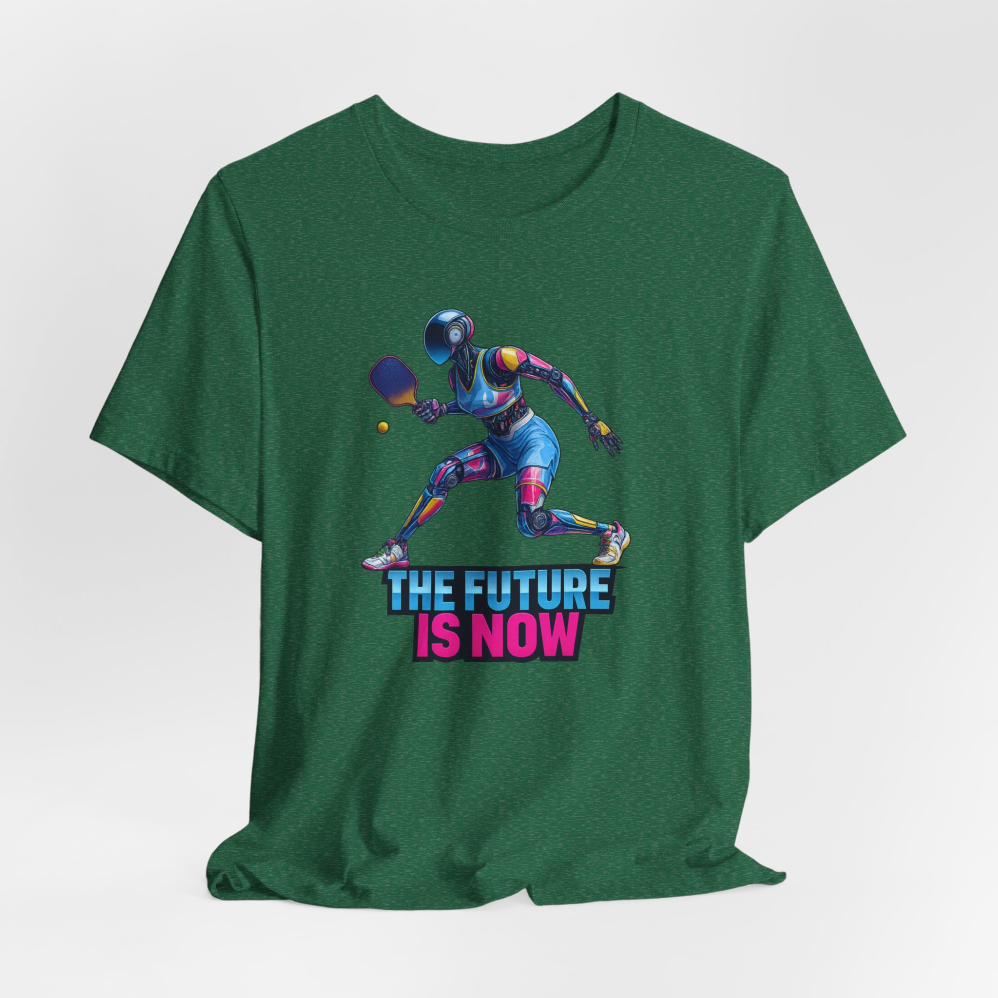 T-Shirt - Futuristic Female Humanoid AI Robot Playing Pickleball - The Future Is Now - Image 4