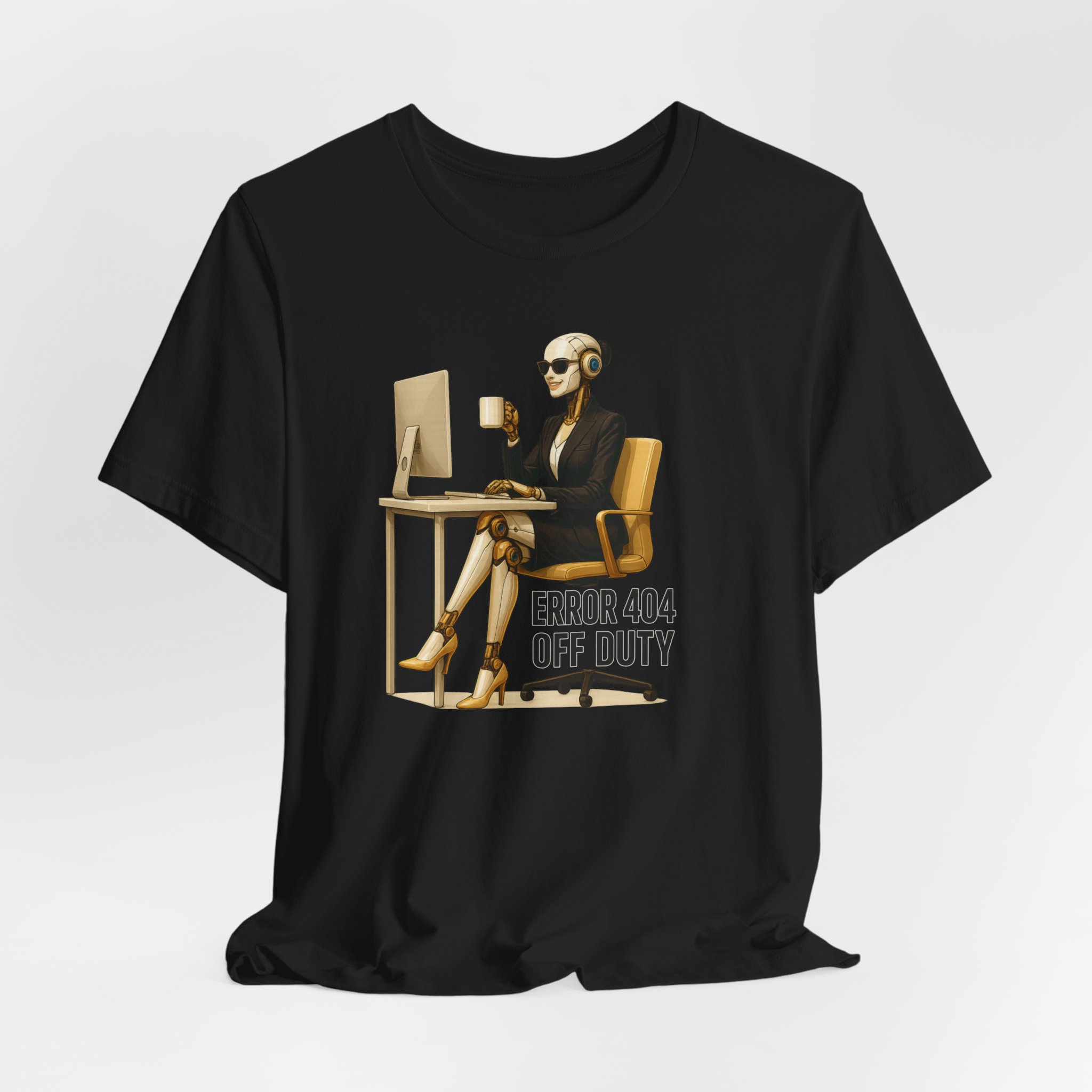 T-Shirt Futuristic Female AI Robot 'Error 404 Off Duty' - Image 3