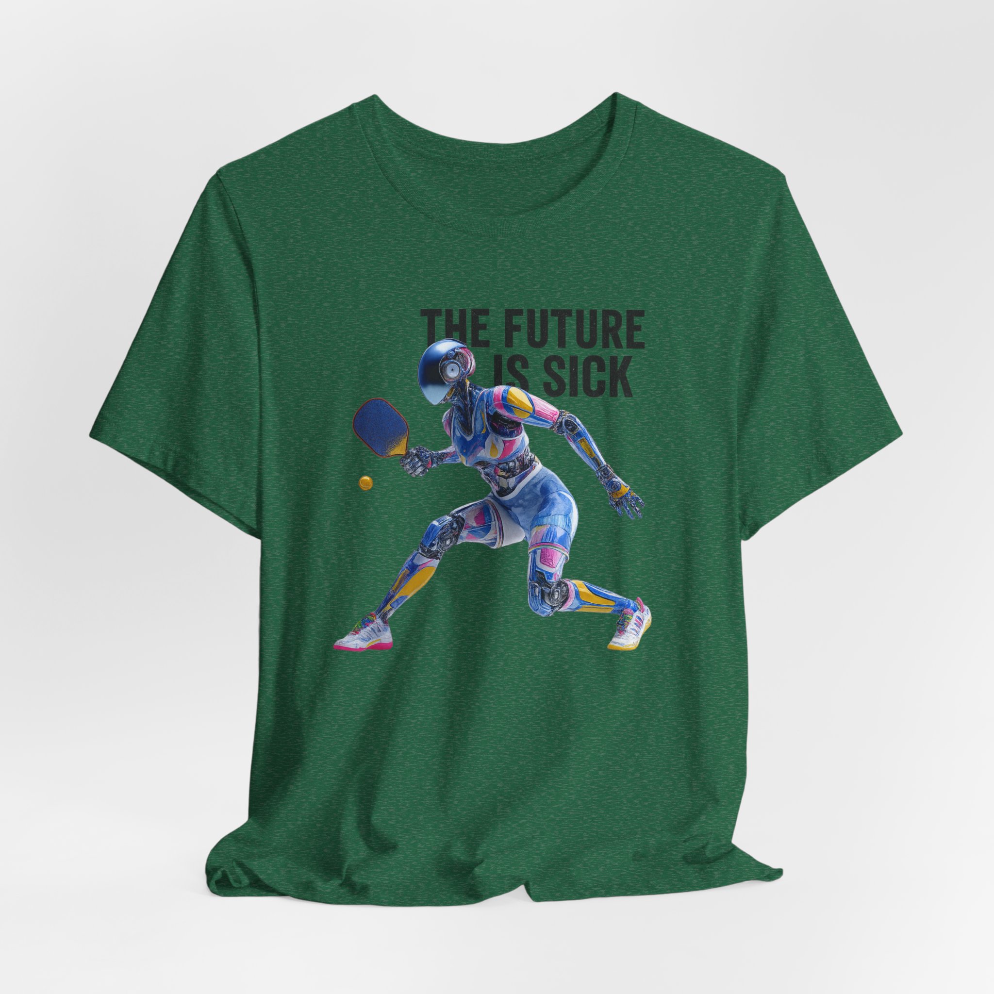 T-Shirt - Futuristic Female AI Robot Pickleball Player - The Future Is Sick - Image 4