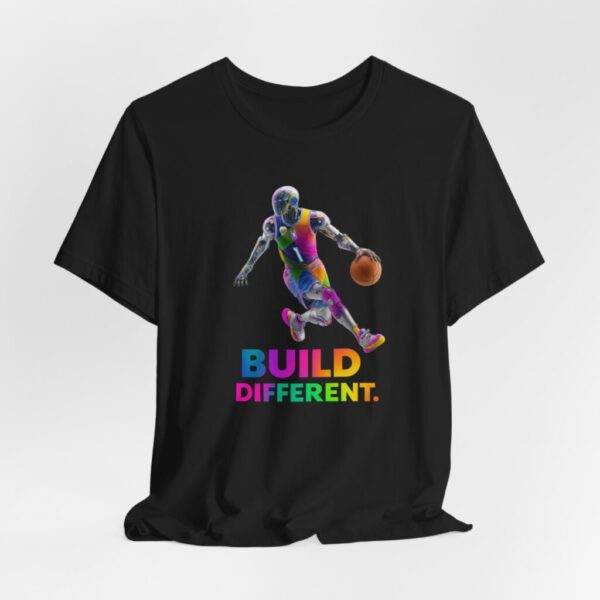 T-Shirt - Futuristic AI Robot Athlete Dribbling Basketball Shirt Built Different