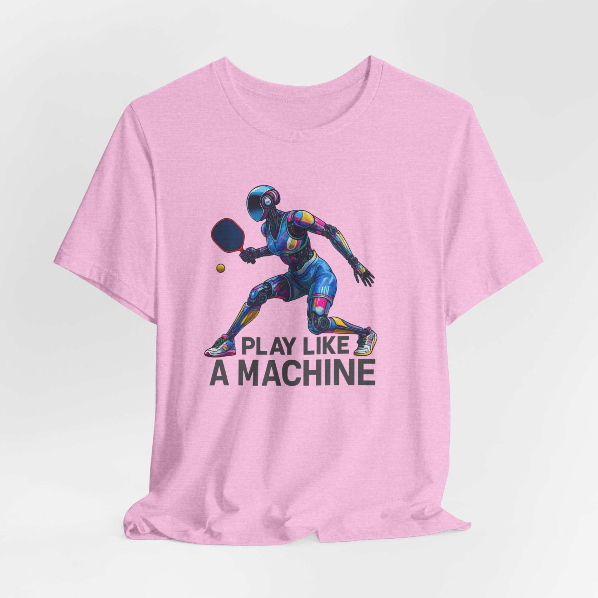 T-Shirt - Futuristic Female AI Robot Playing Pickleball - Play Like A Machine - Image 5