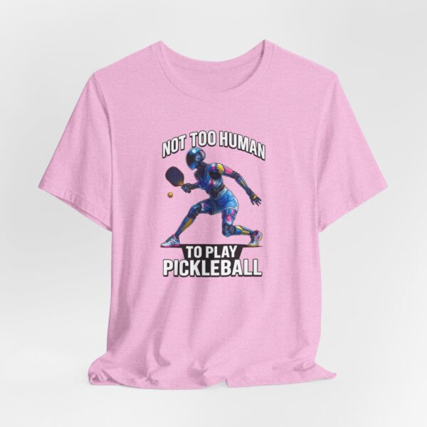 T-Shirt - Futuristic Female AI Robot Playing Pickleball Not Too Human Design