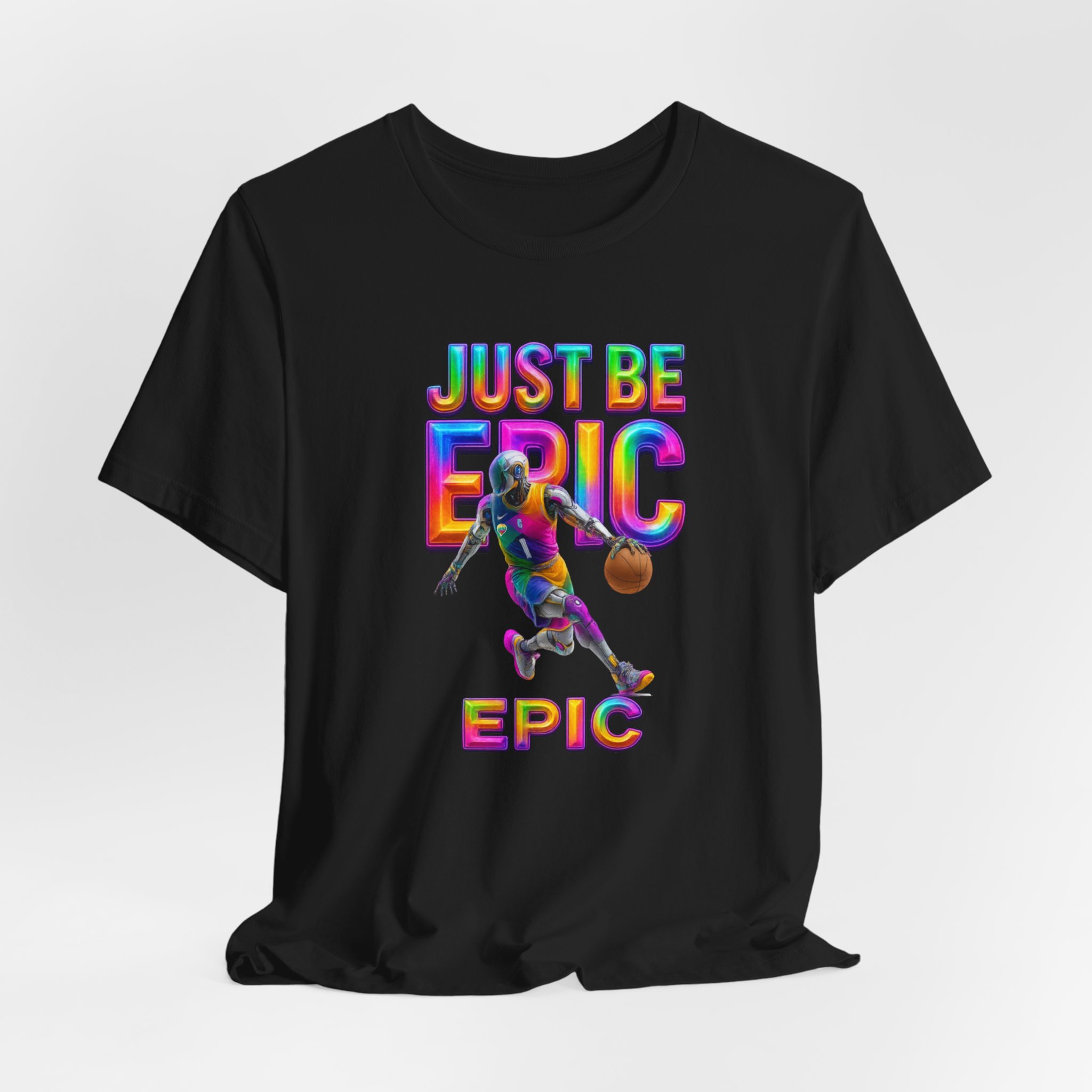 Short Sleeve Tee - Futuristic AI Robot Basketball Athlete - Just Be Epic
