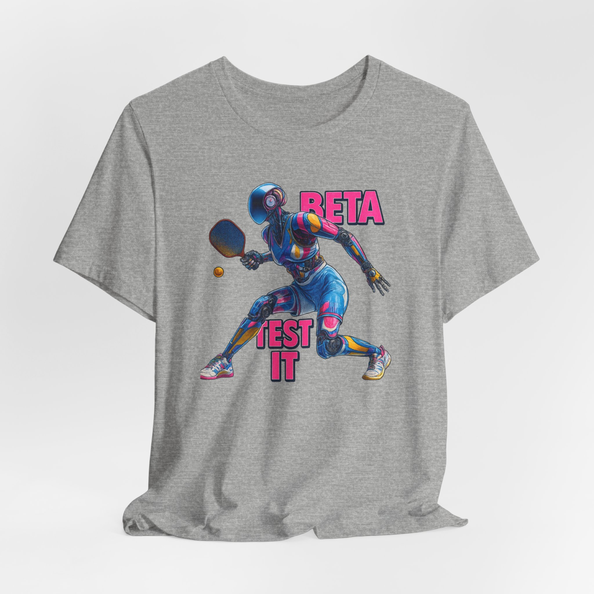 T-Shirt - Futuristic AI Robot Pickleball Player BETA Test It Tee - Image 3