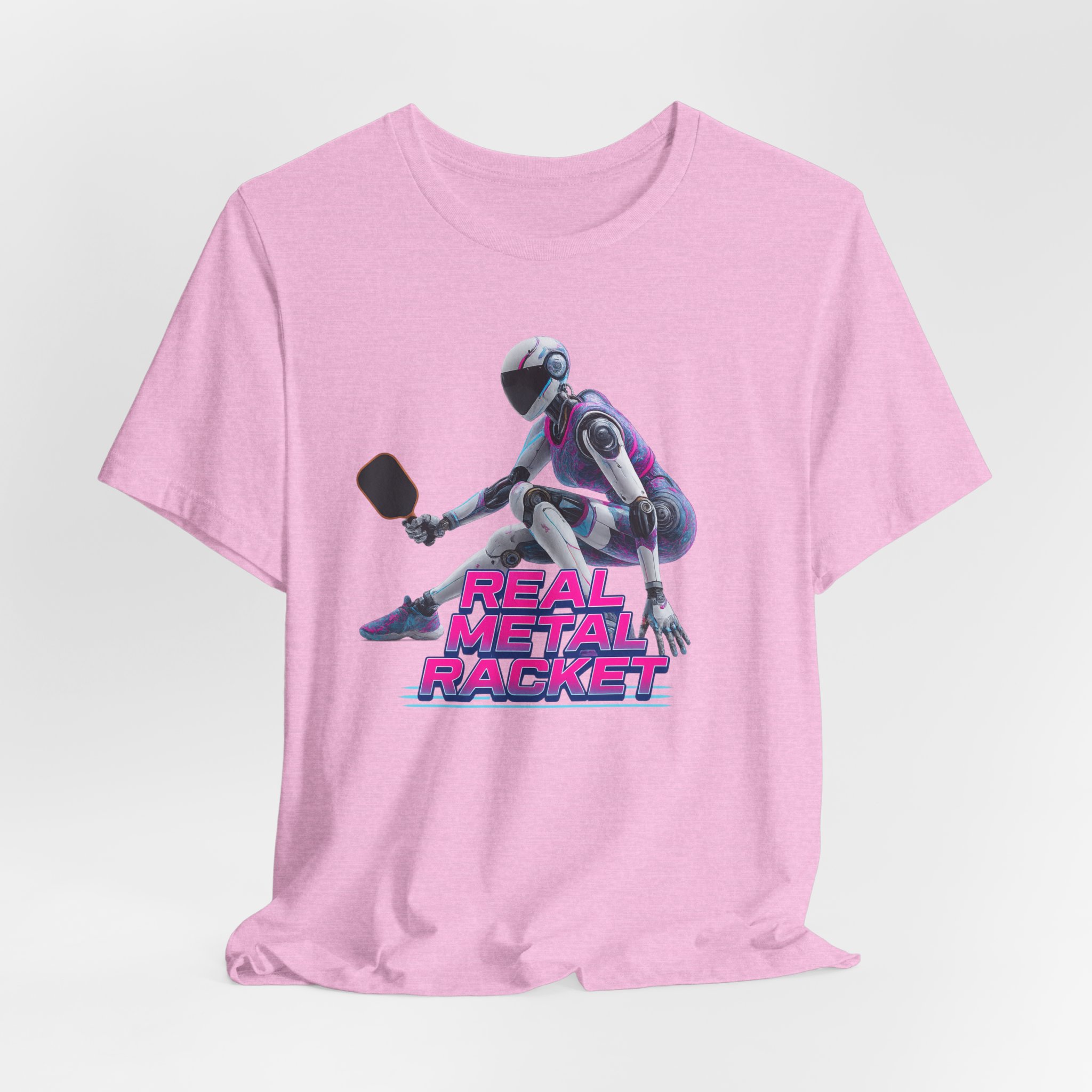 Robot Pickleball Unisex Tee - Real Metal Racket Design - Image 5