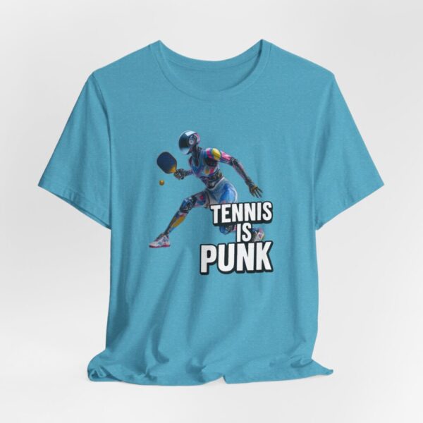 T-Shirt - Futuristic Female AI Robot Playing Pickleball - 'Tennis is punk'