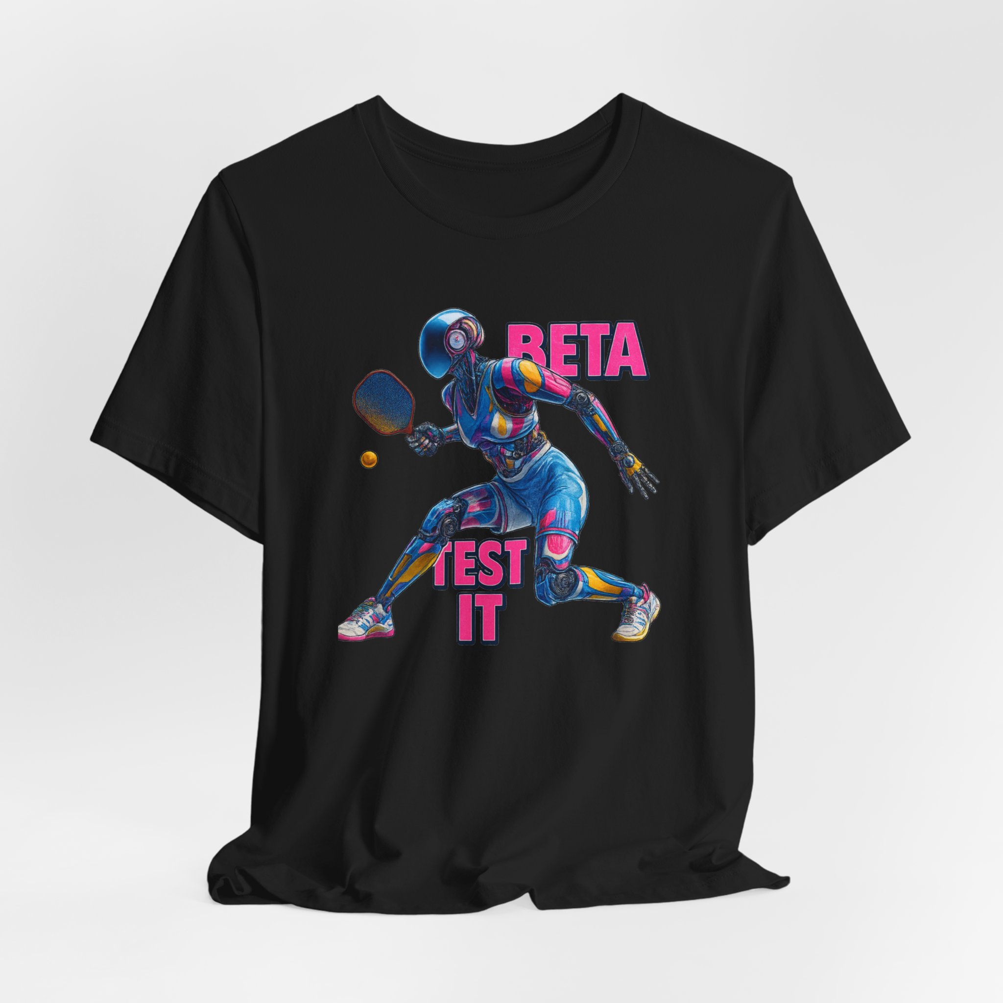 T-Shirt - Futuristic AI Robot Pickleball Player BETA Test It Tee - Image 2