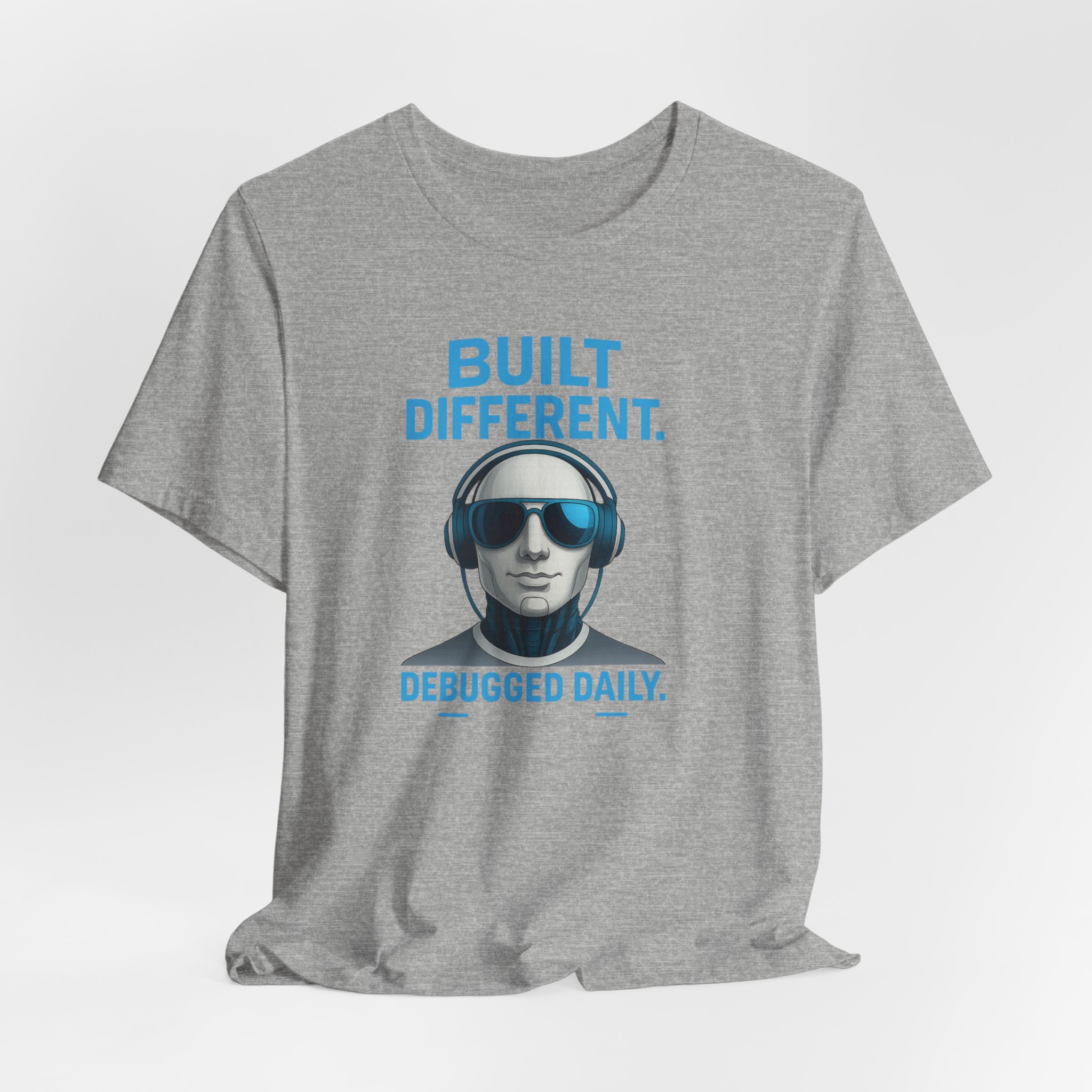 T-Shirt - 'Built Different, Debugged Daily' Futuristic AI Robot Design - Image 4