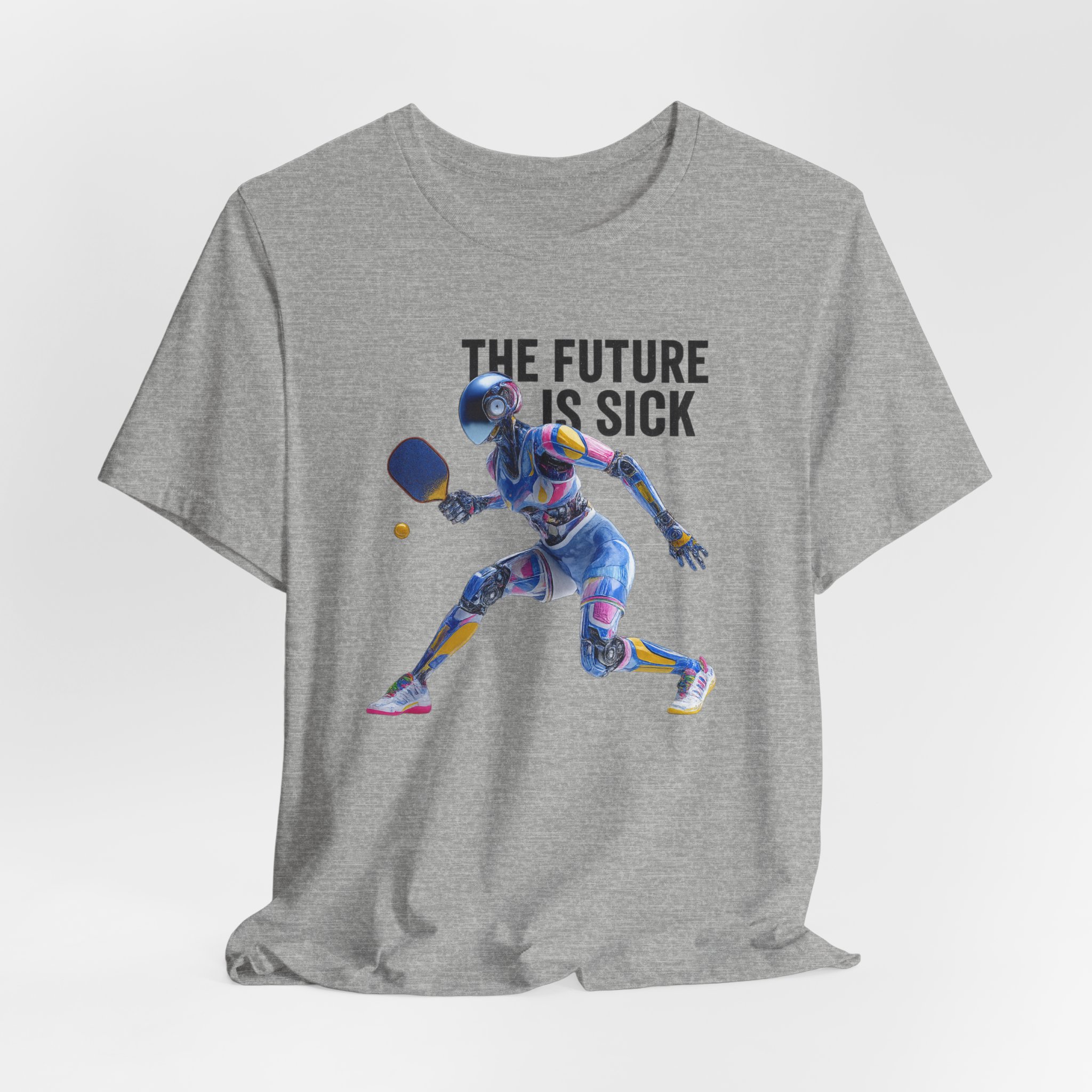 T-Shirt - Futuristic Female AI Robot Pickleball Player - The Future Is Sick - Image 5