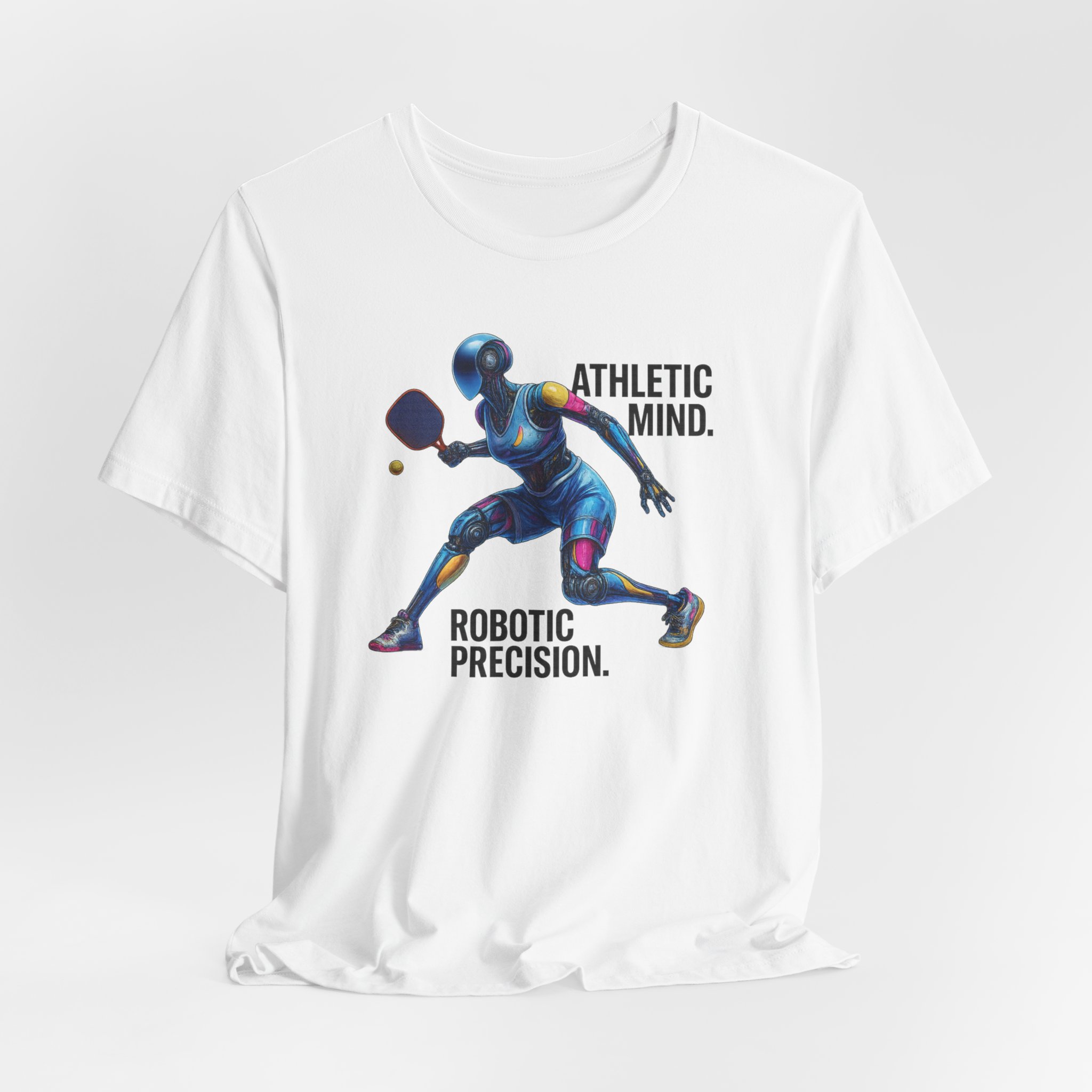 T-Shirt Futuristic AI Robot Pickleball Player Athletic Mind Design - Image 3