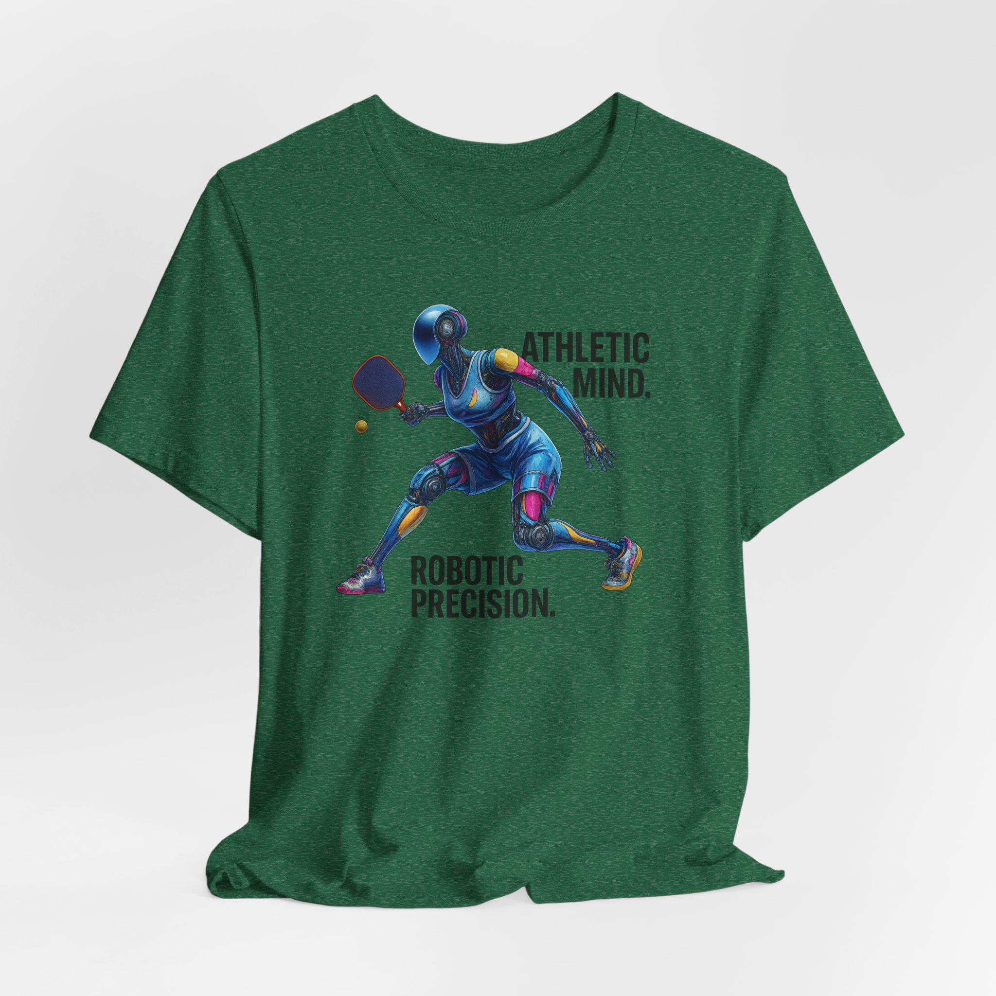T-Shirt Futuristic AI Robot Pickleball Player Athletic Mind Design - Image 4