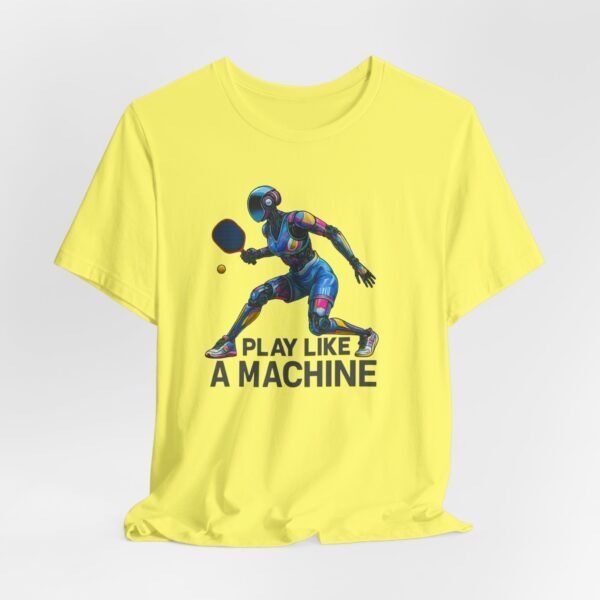 T-Shirt - Futuristic Female AI Robot Playing Pickleball - Play Like A Machine