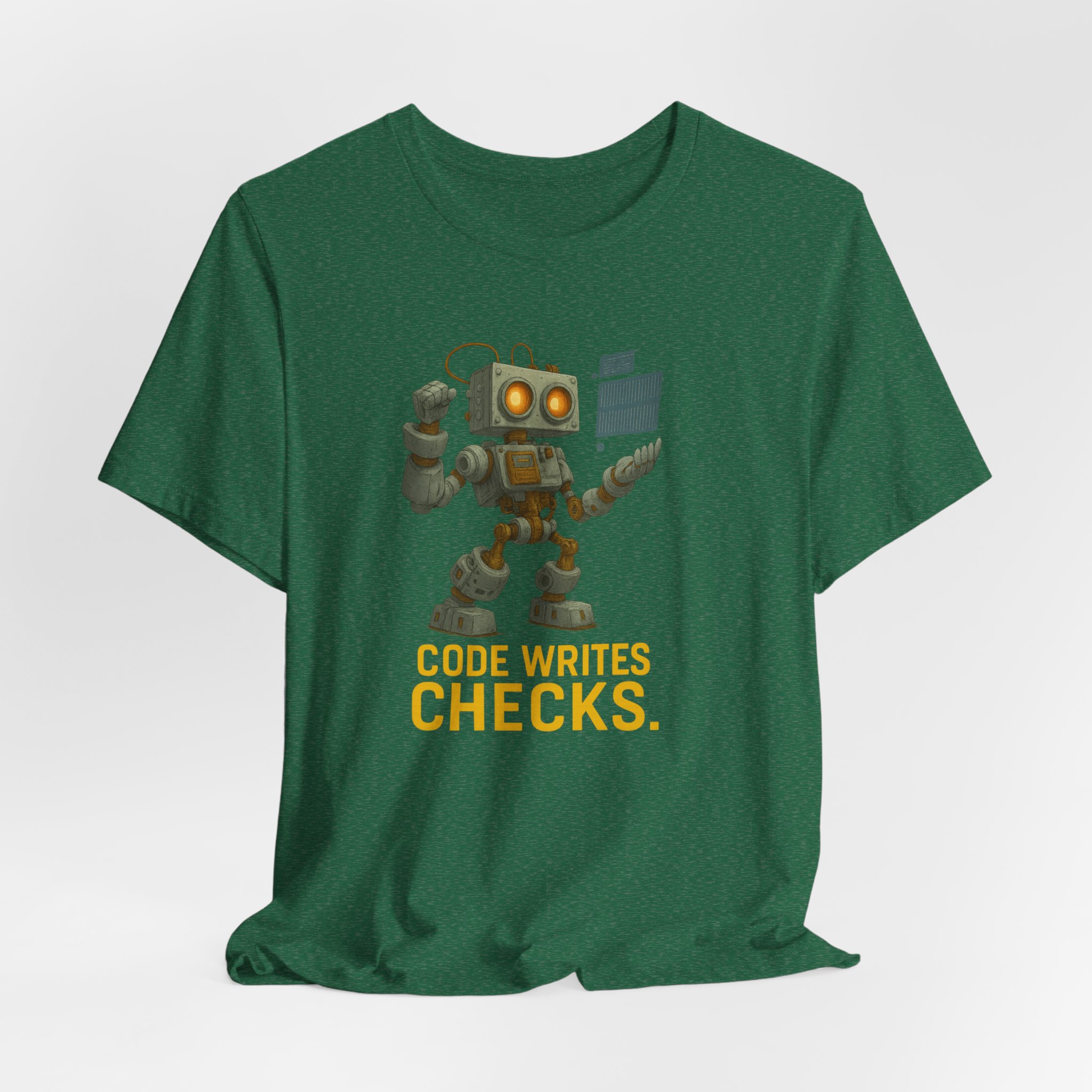 Graphic Tee - 'Code Writes Checks' Robot Design - Image 3