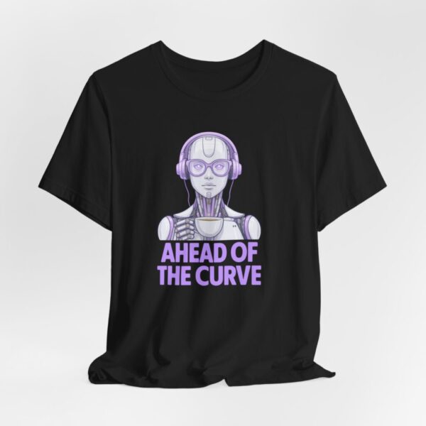 T-Shirt - Feminine Artificial Intelligence Sipping Espresso 'Ahead of the Curve'