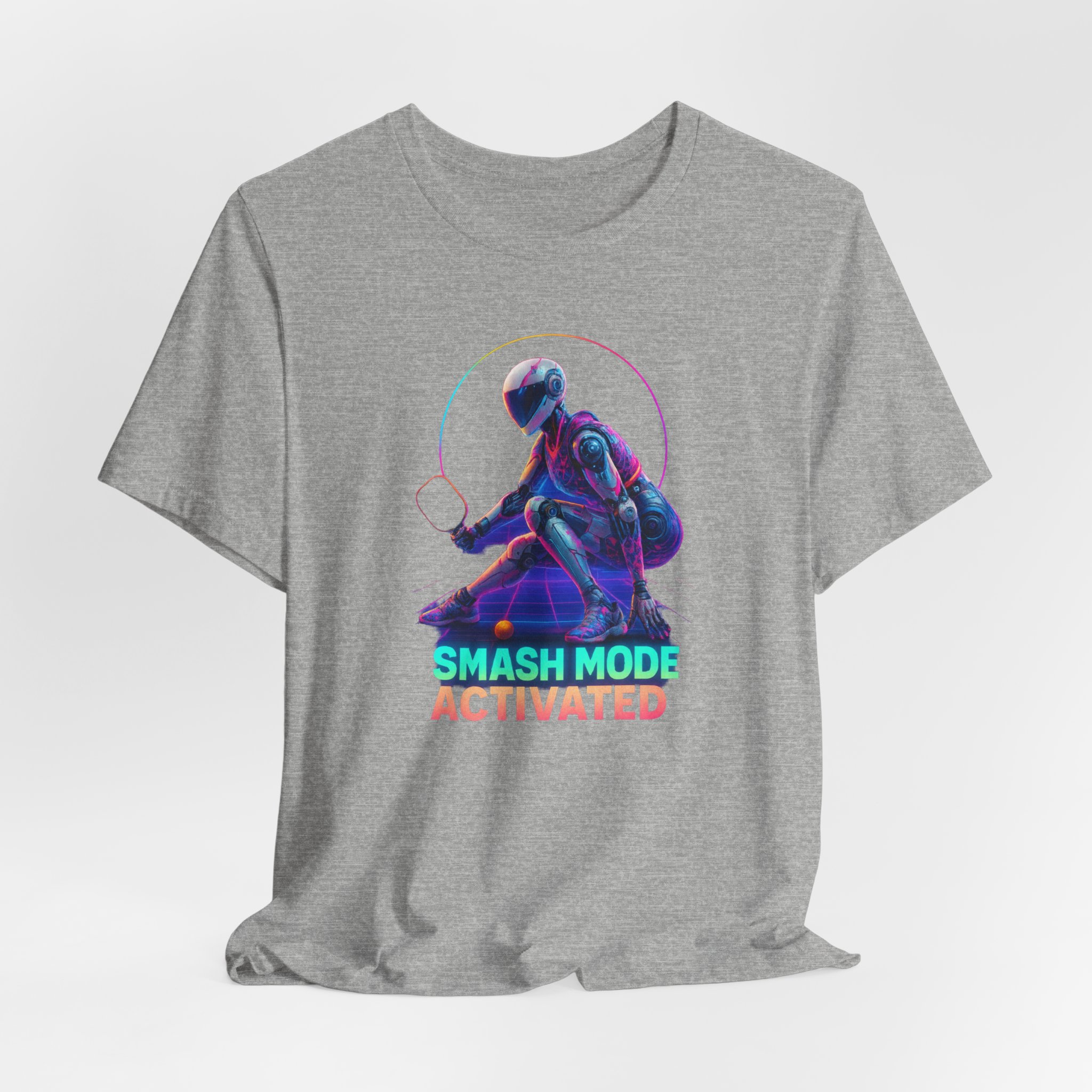 T-Shirt: Futuristic Female Humanoid AI Robot Playing Pickleball Smash Mode Activated - Image 3