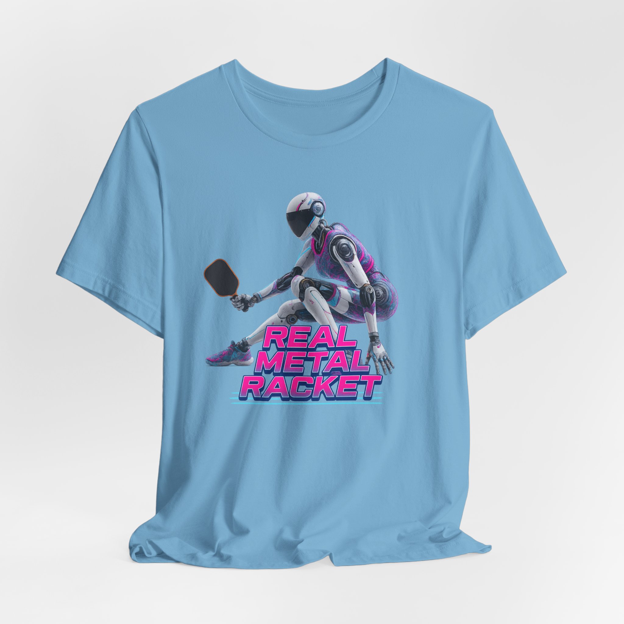 Robot Pickleball Unisex Tee - Real Metal Racket Design - Image 4