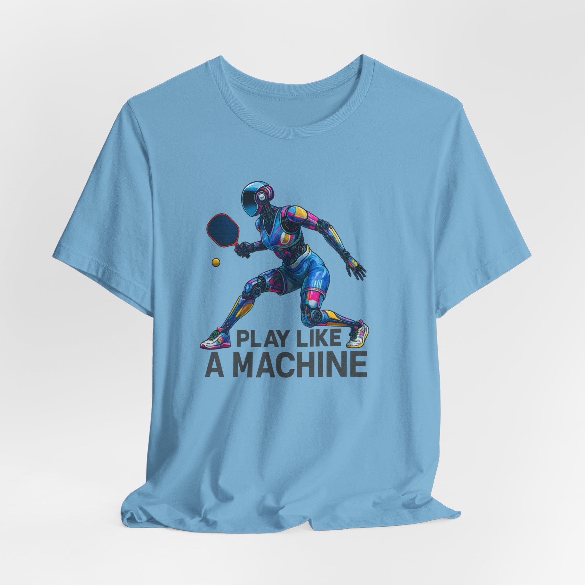 T-Shirt - Futuristic Female AI Robot Playing Pickleball - Play Like A Machine - Image 4