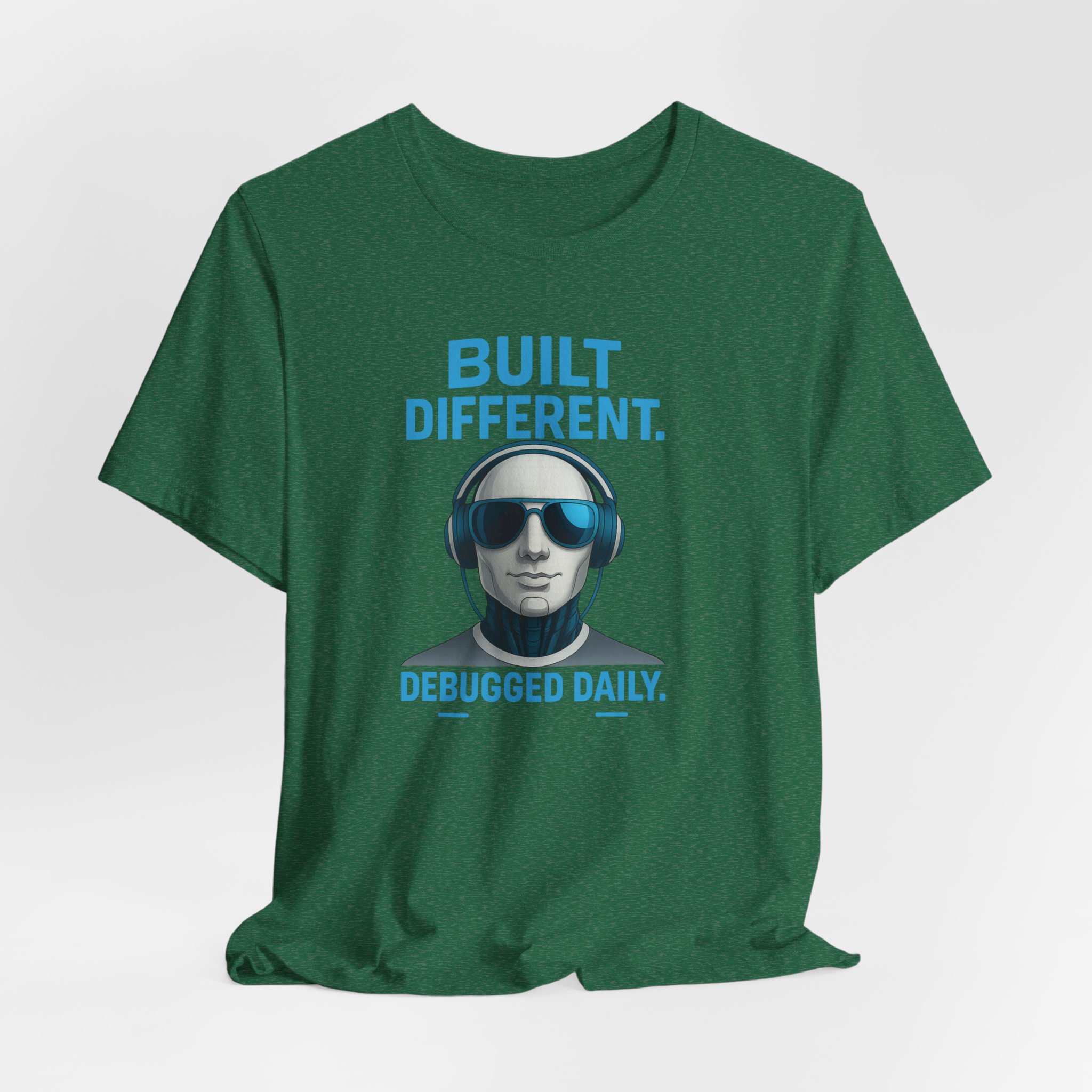 T-Shirt - 'Built Different, Debugged Daily' Futuristic AI Robot Design - Image 3