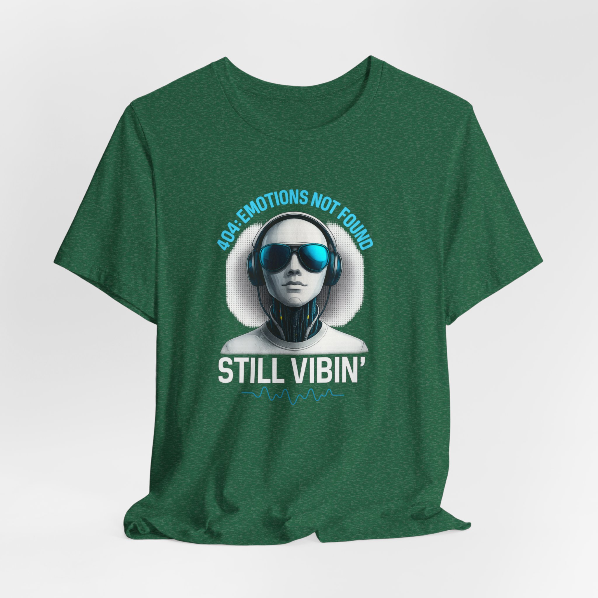 Short Sleeve Tee - 404: Emotions not Found, Still Vibin Futuristic AI Robot Design - Image 3
