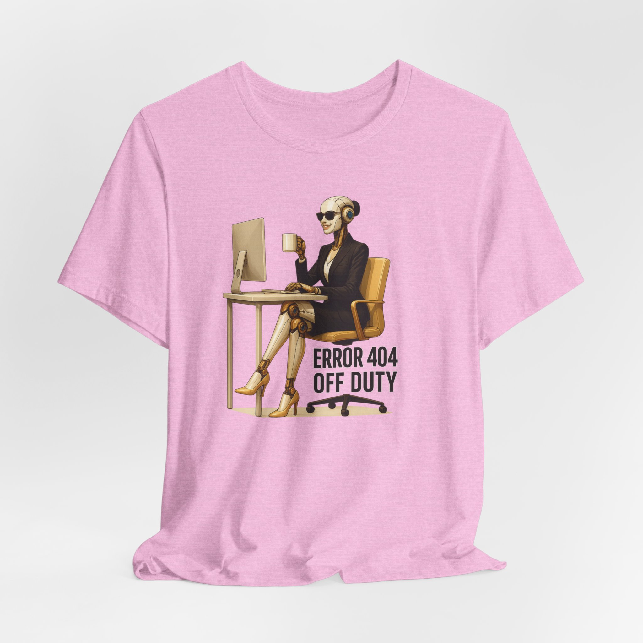 T-Shirt Futuristic Female AI Robot 'Error 404 Off Duty'