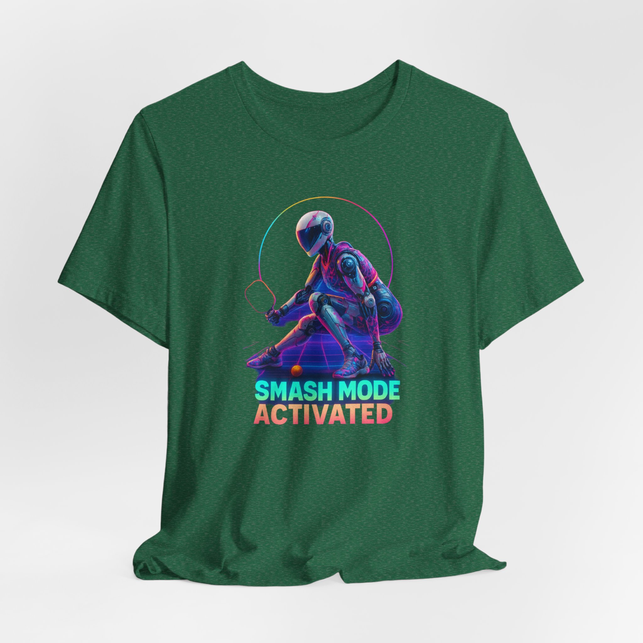 T-Shirt: Futuristic Female Humanoid AI Robot Playing Pickleball Smash Mode Activated - Image 2