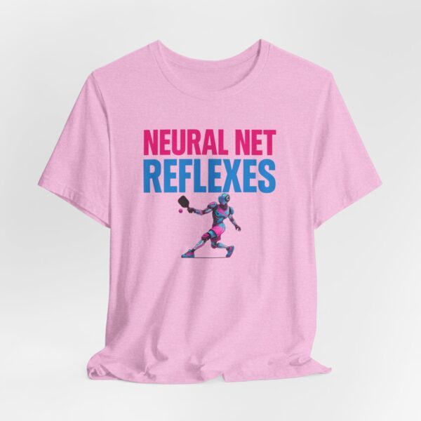 T-Shirt - Futuristic Female Humanoid AI Robot Playing Pickleball - Neural Net Reflexes