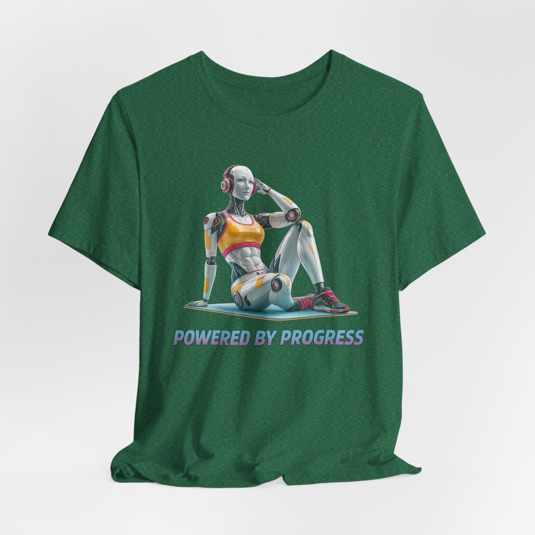 T-Shirt Futuristic Female Humanoid AI Robot Powered By Progress - Image 4