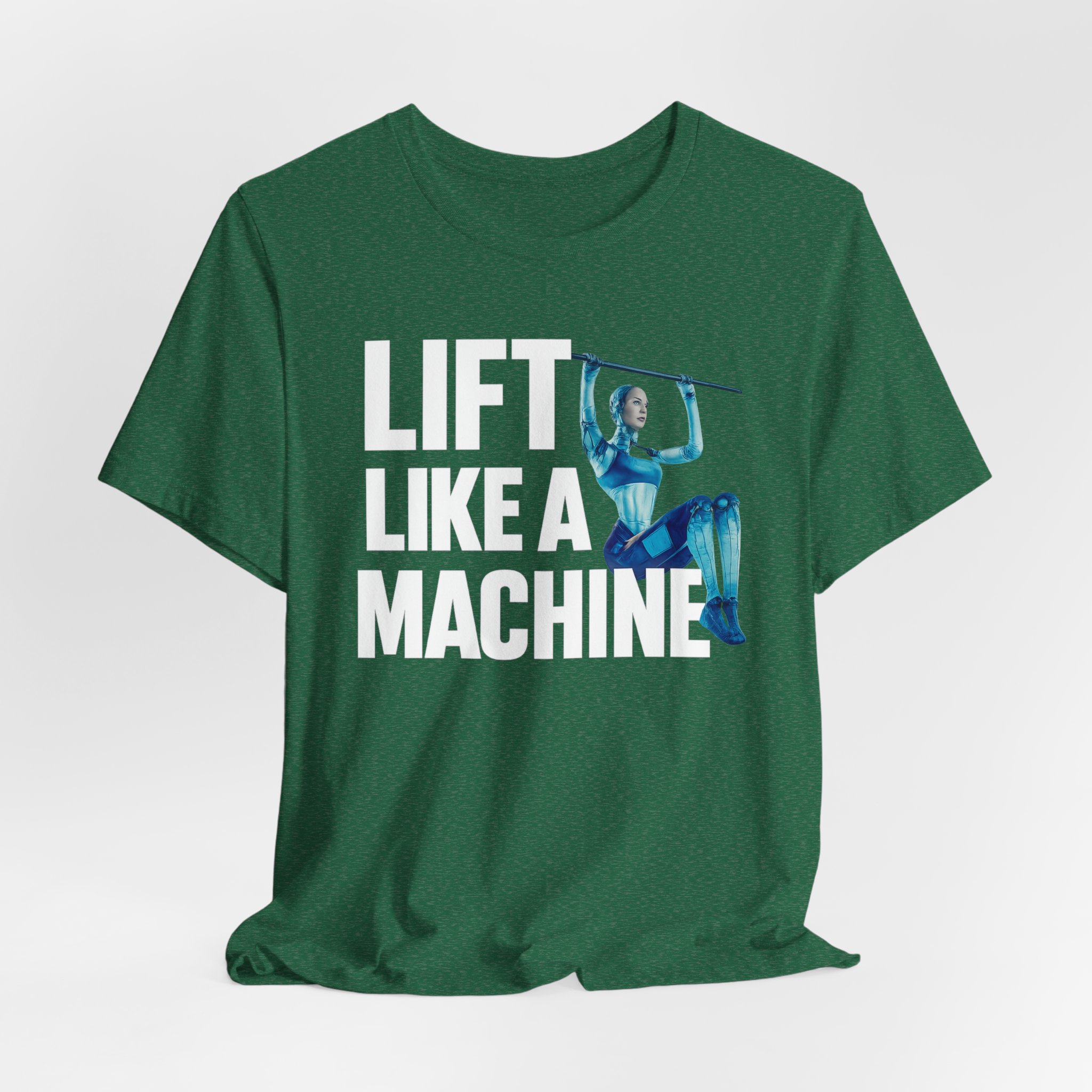 T-Shirt Lift Like A Machine Female AI Robot Futuristic Design - Image 3