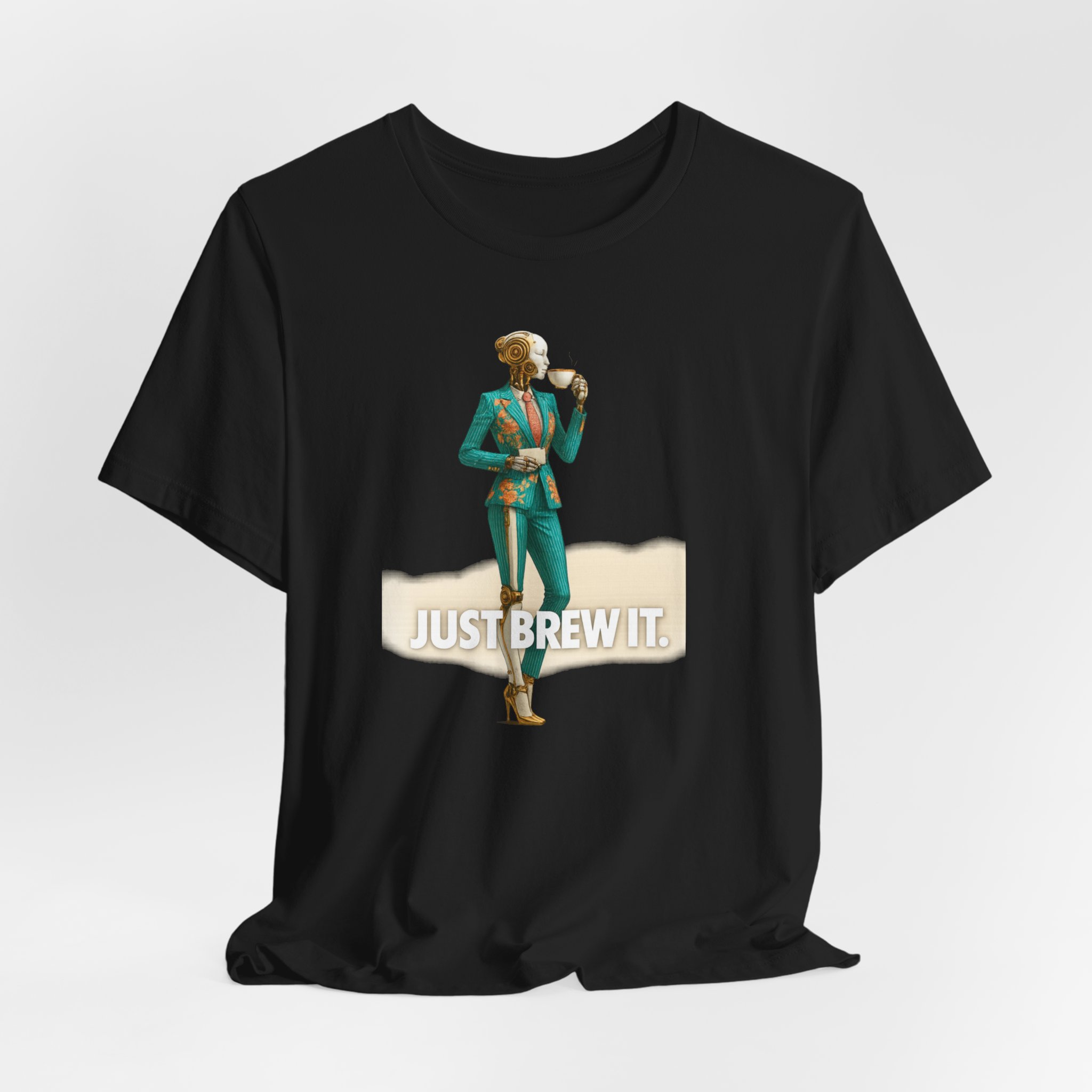 T-Shirt - Futuristic Female AI Robot Just Brew It Coffee Mug Business Attire Design